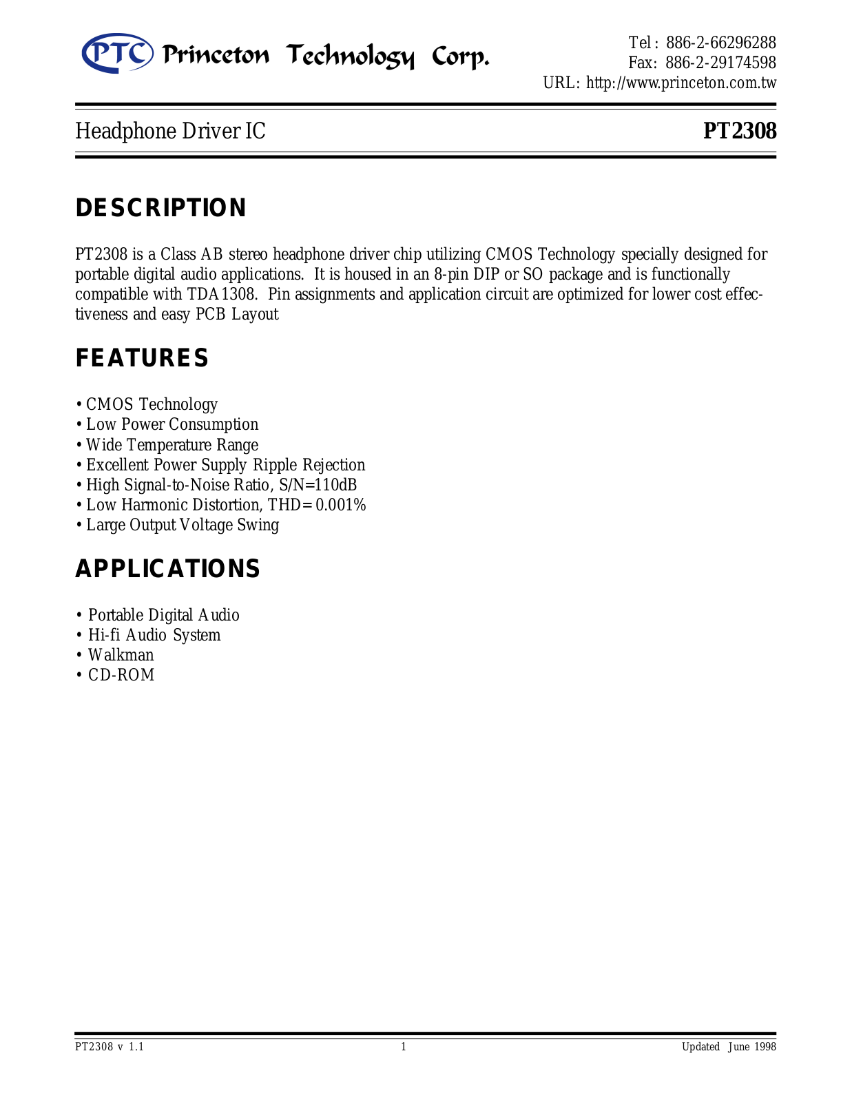 PTC PT2308, PT2308-S Schematics