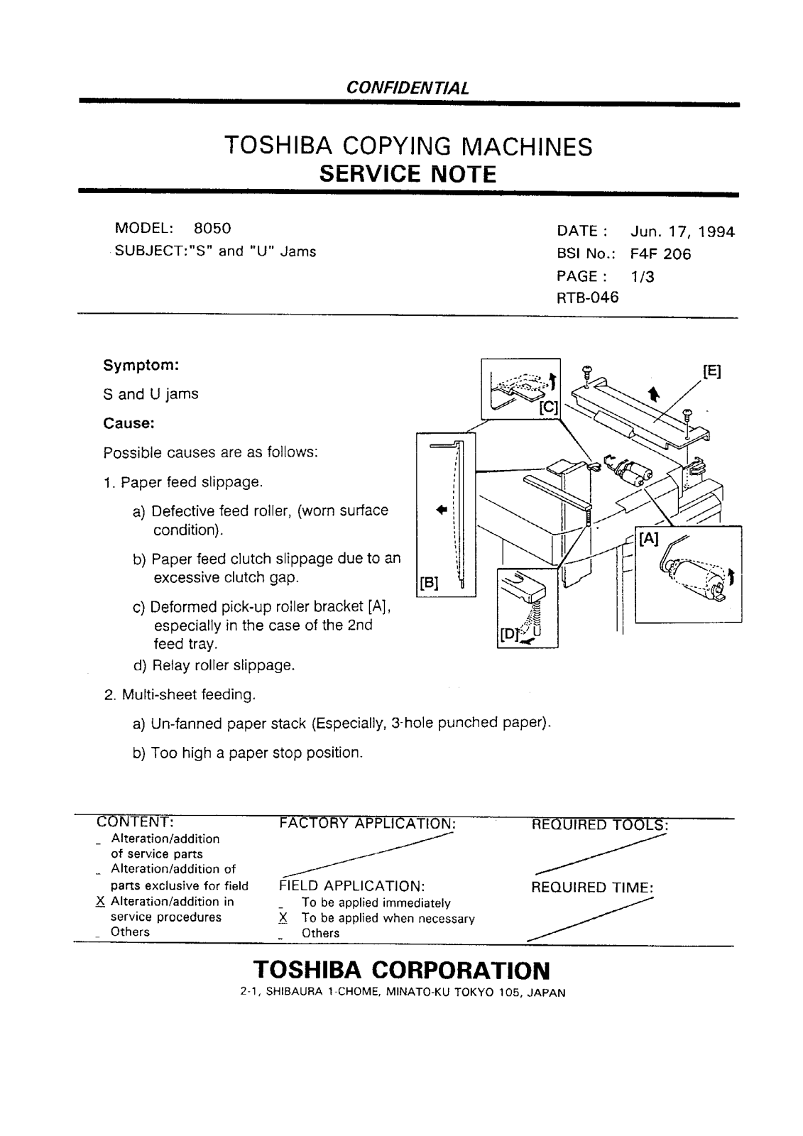 Toshiba f4f206 Service Note