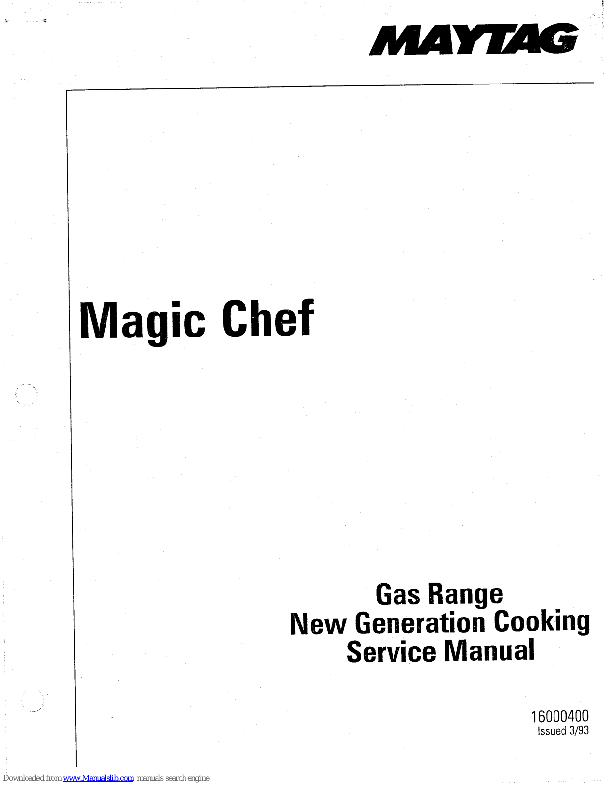 Magic Chef 3100, 3200, 3400 Service Manual