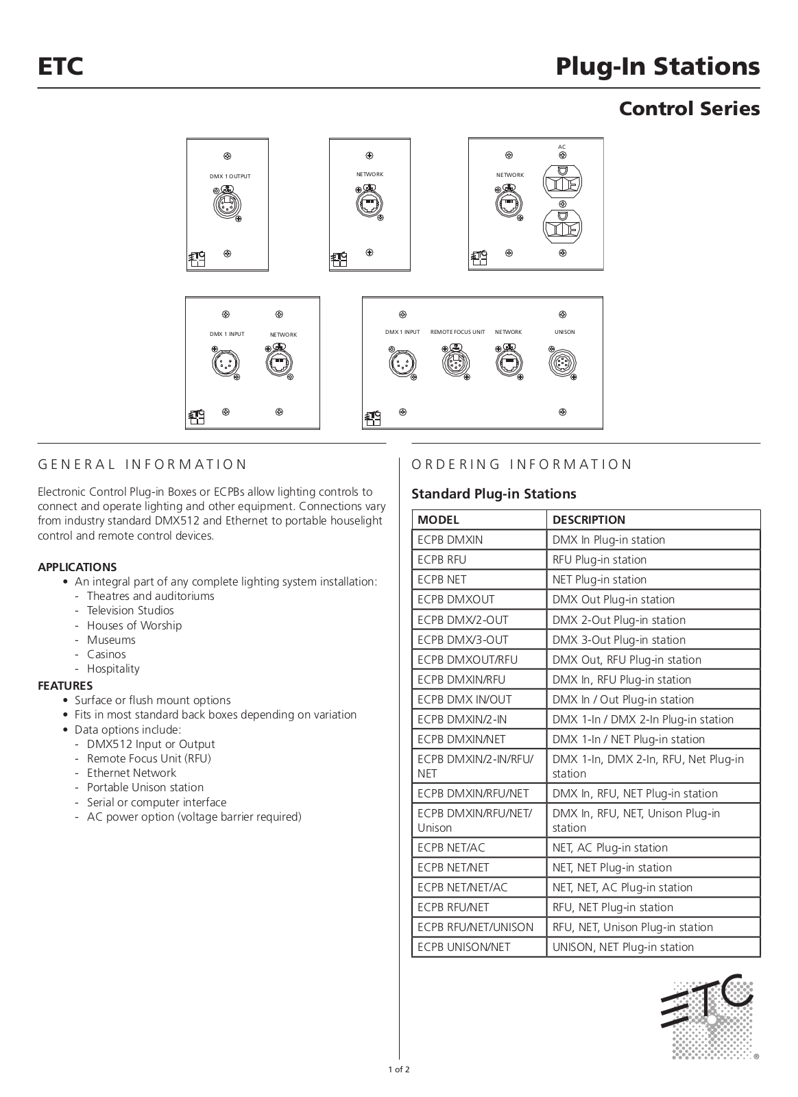 ETC ECPB DMXIN Data Sheet