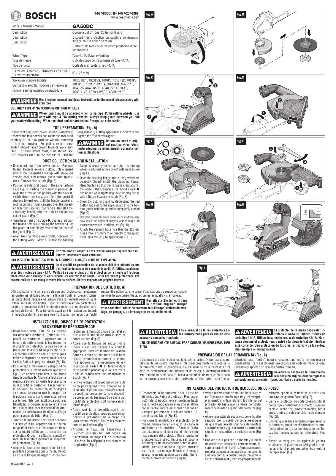 Bosch GA50DC Operating Instructions