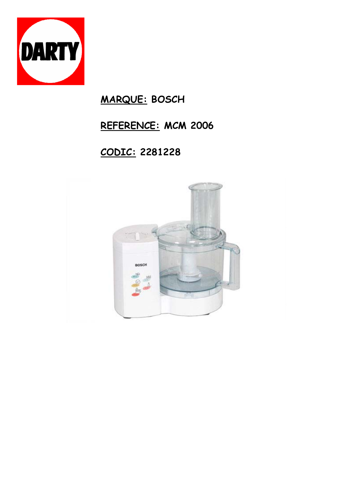 BOSCH MCM2006, MC2006 User Manual