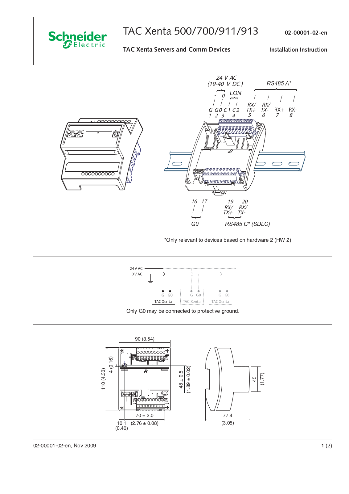 Schneider Electric TAC Xenta 500, TAC Xenta 700, TAC Xenta 911, TAC Xenta 913 Installation Instructions