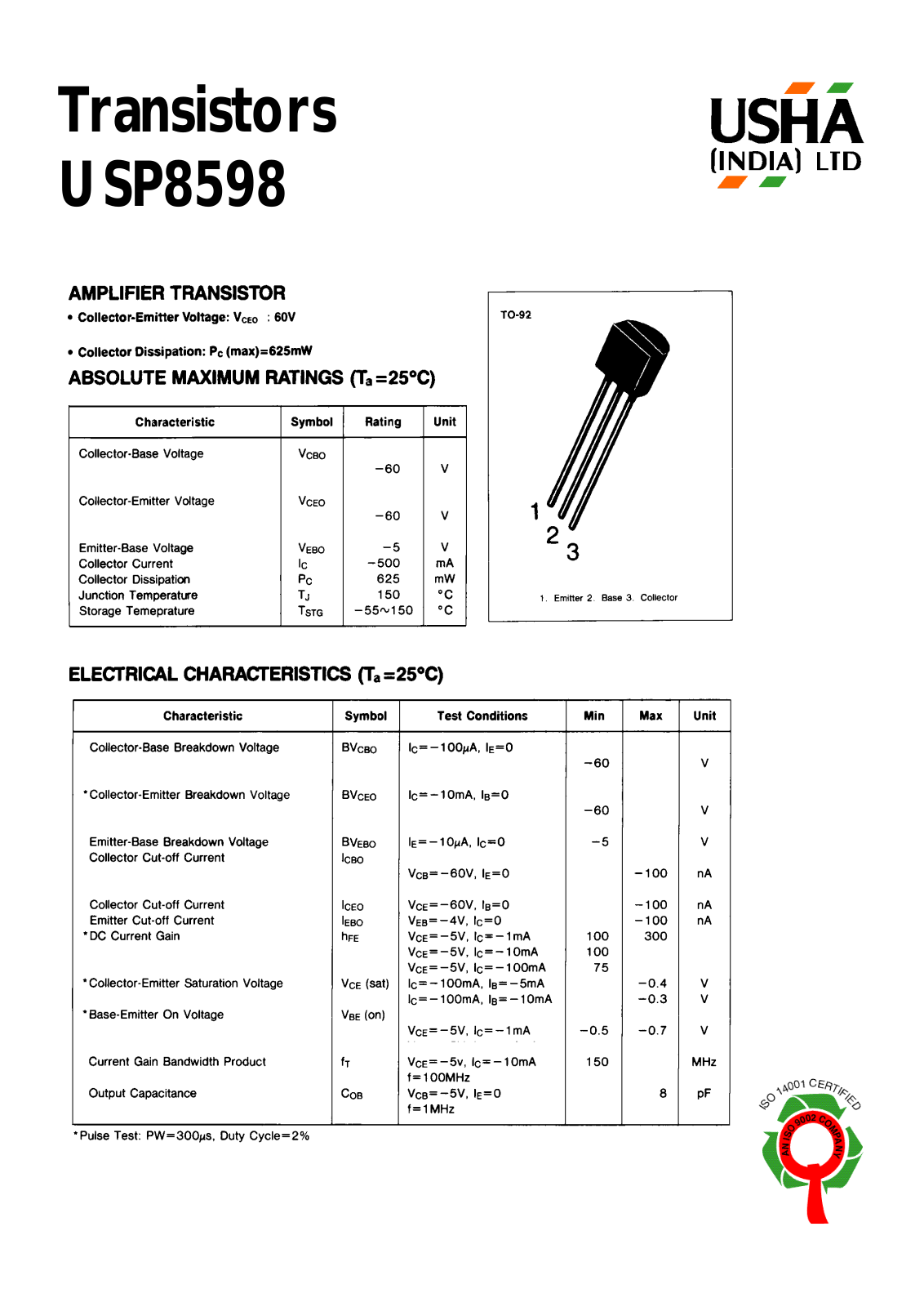 USHA USP8598 Datasheet