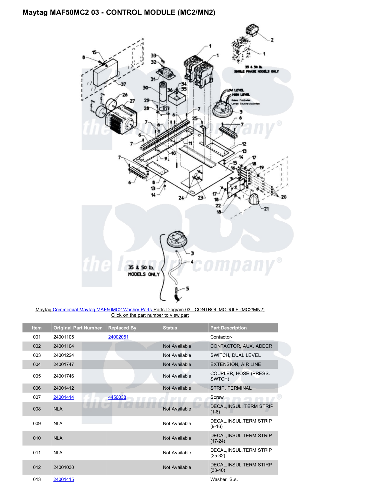 Maytag MAF50MC2 Parts Diagram