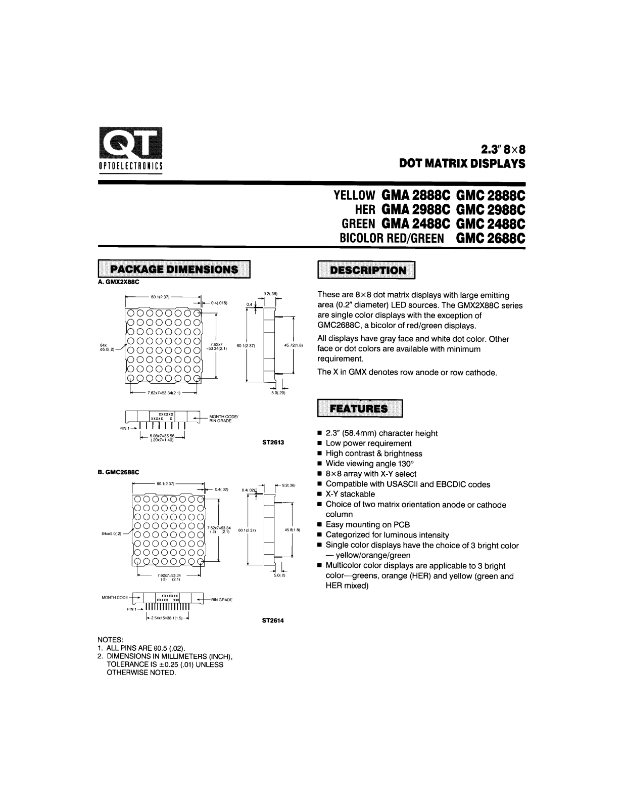 QT GMA2888C, GMA2488C, GMA2988C, GMC2988C, GMC2888C Datasheet