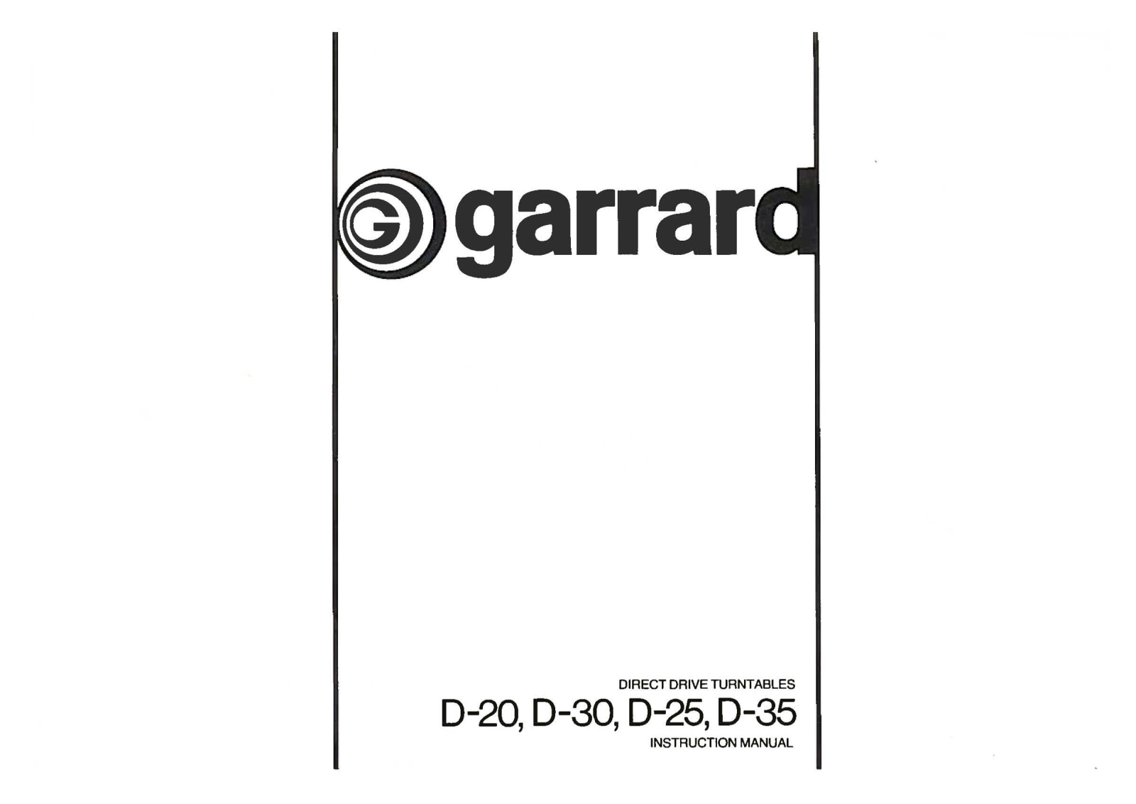 Garrard D-20 Owners Manual