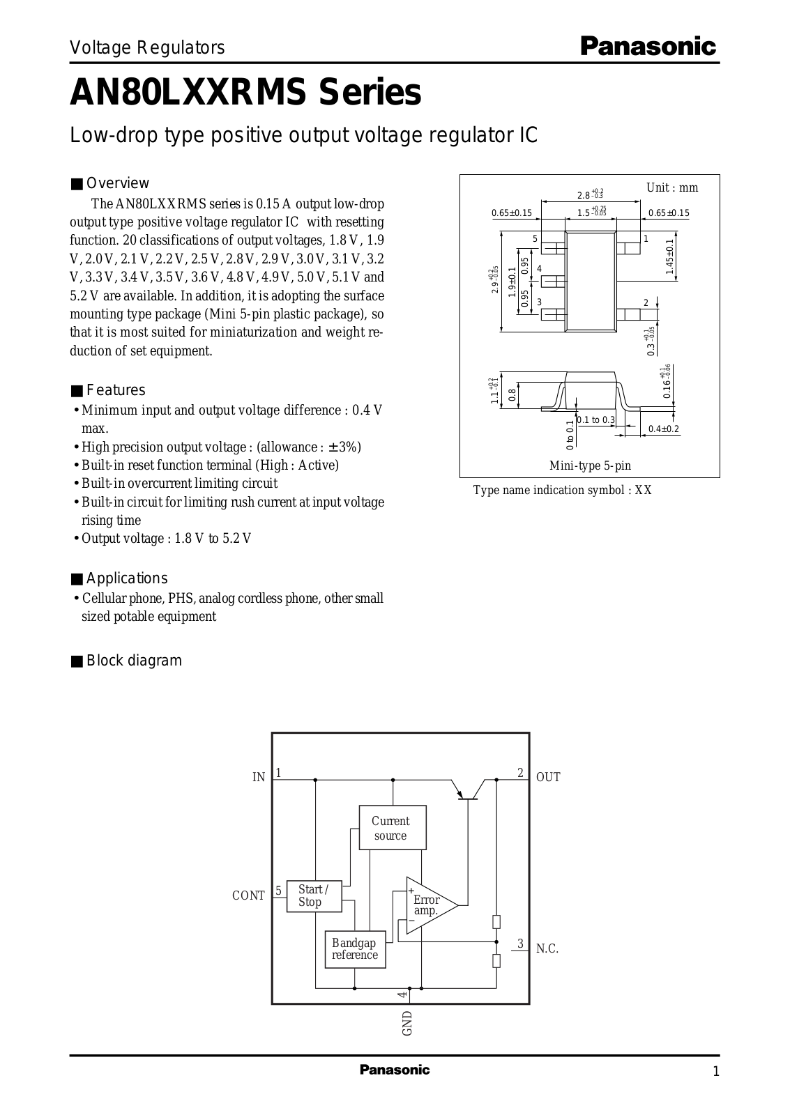 Panasonic AN80L22RMS, AN80L21RMS, AN80L20RMS, AN80L19RMS, AN80L18RMS Datasheet