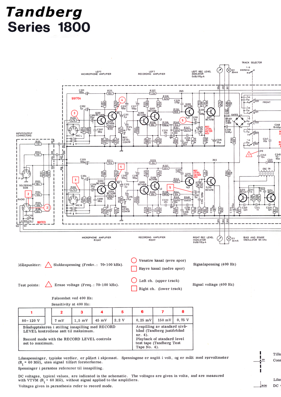 Tandberg 1800-X Schematic