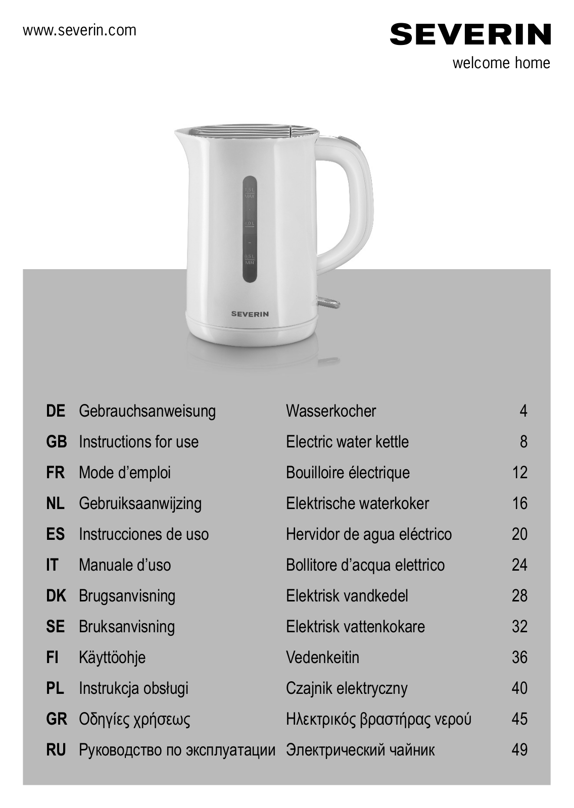 Severin WK 3414 User Manual