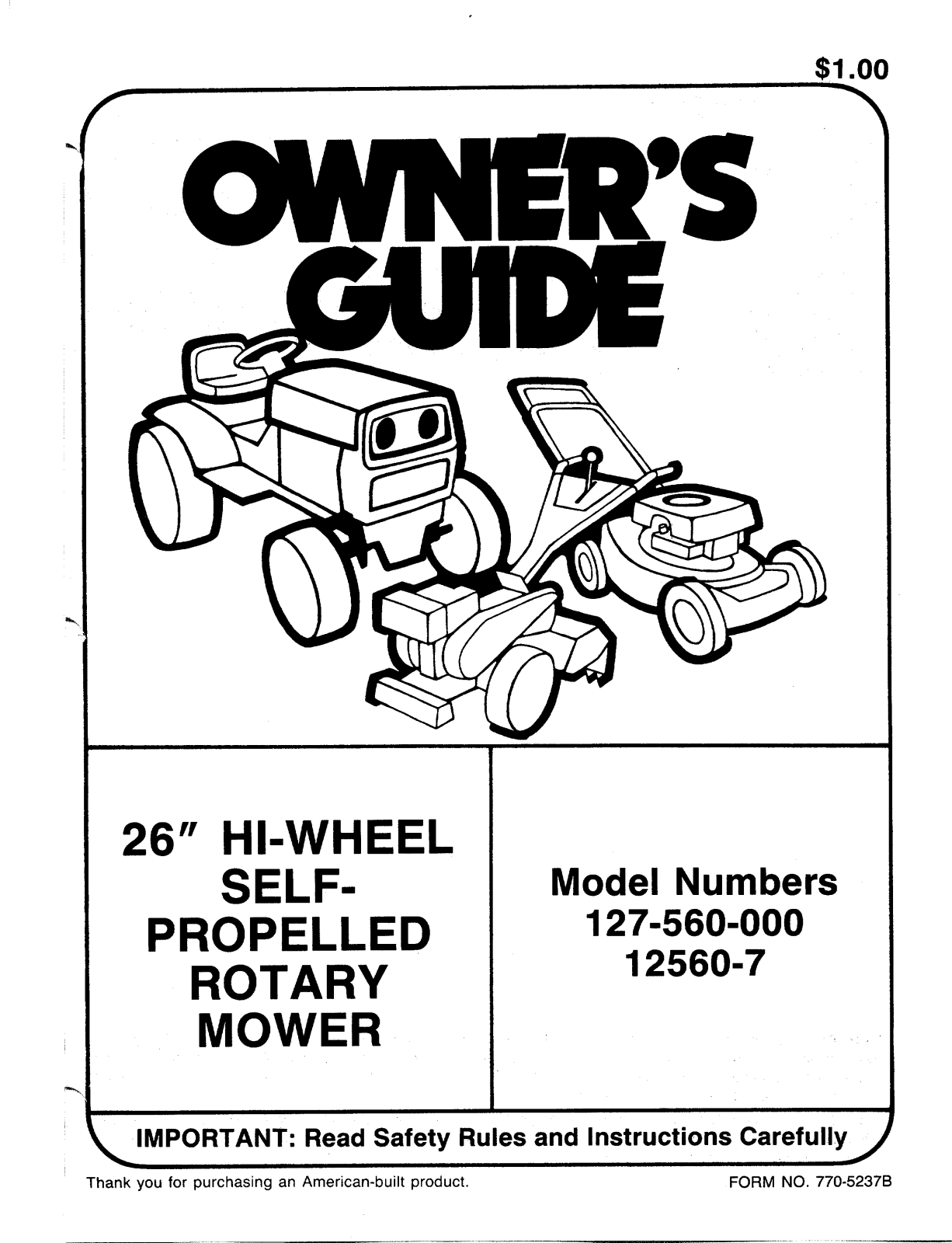 MTD 12560-7, 127-560-000 User Manual