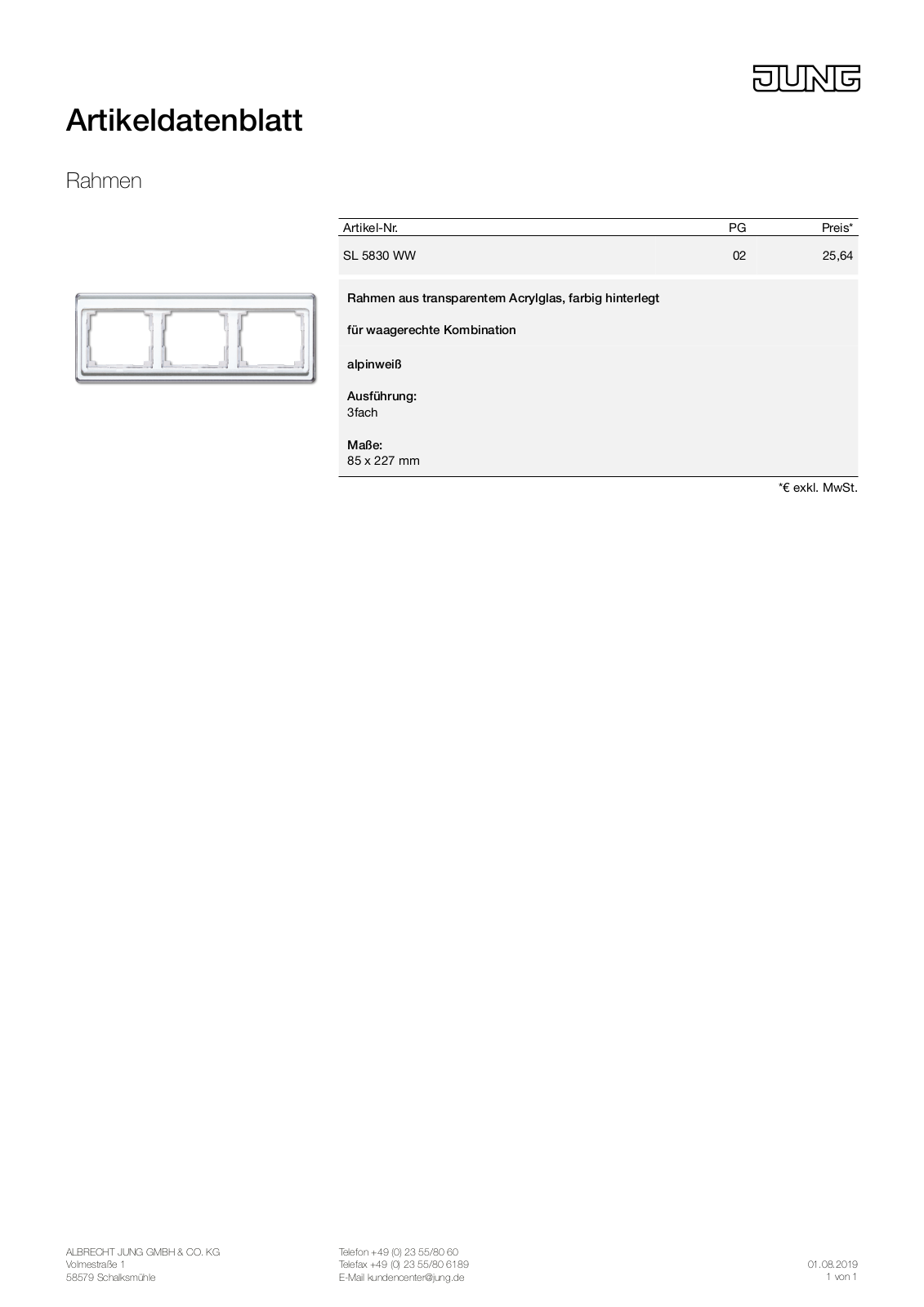 Jung SL 5830 WW User Manual