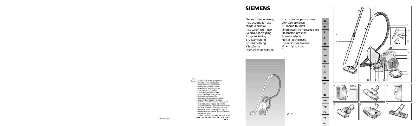 Siemens VS01G400GB, VS01G400, VS01G800, VS01G570, VS01G600 Manual