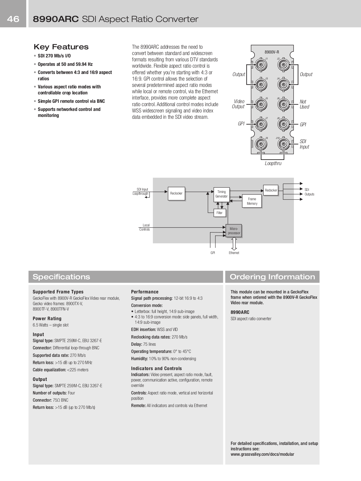 Grass valley 8990ARC DATASHEET