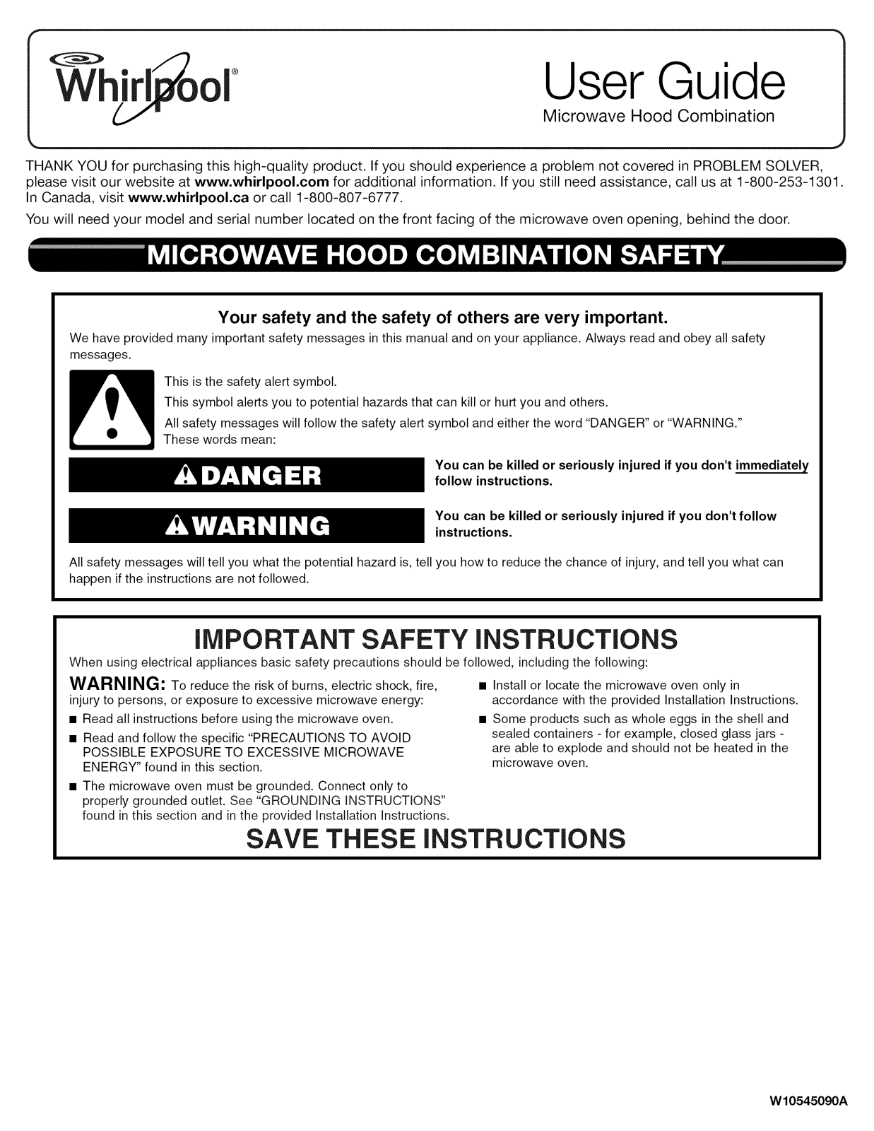 Whirlpool YWMH76718AS2, YWMH76718AB2 Owner’s Manual