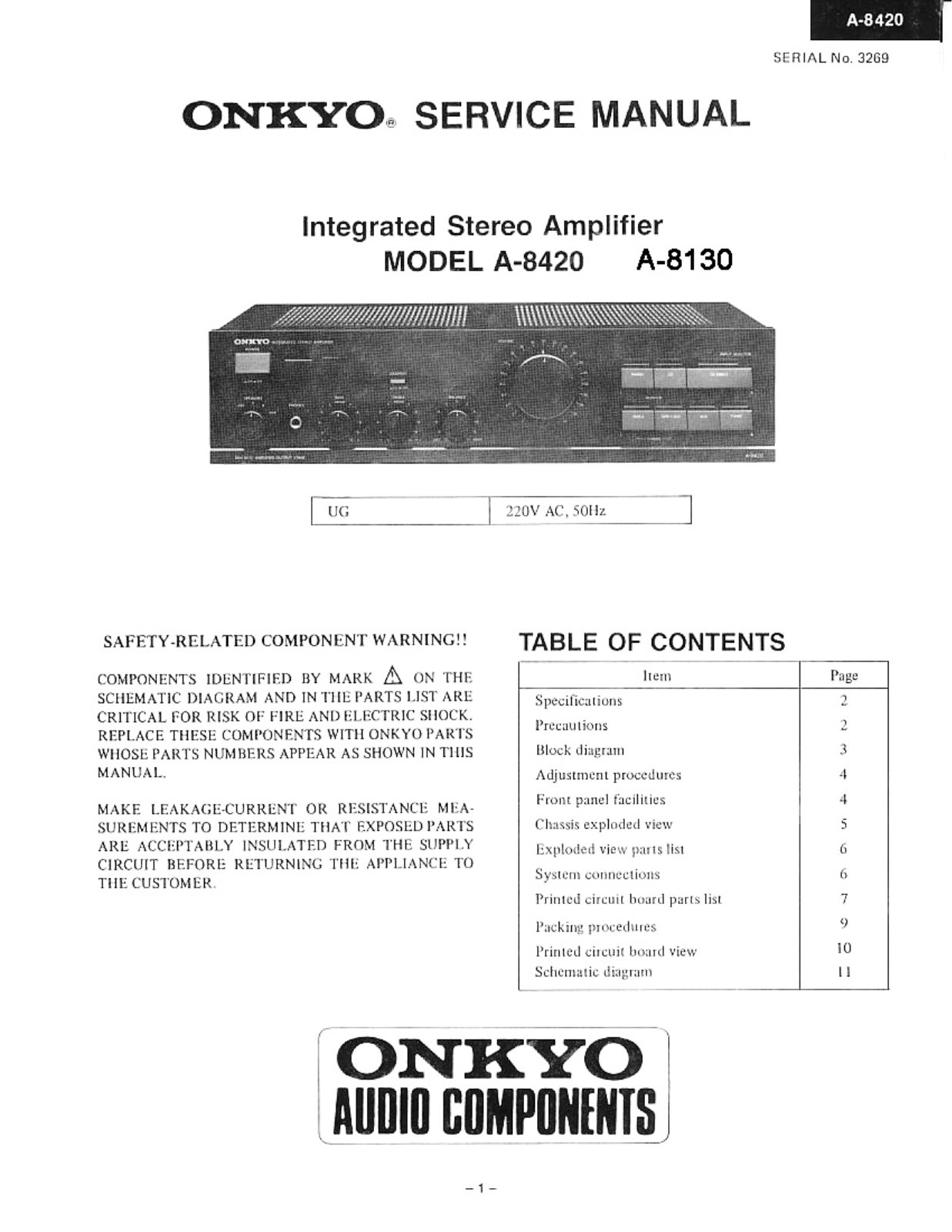 Onkyo A-8420, A-8130 Service Manual