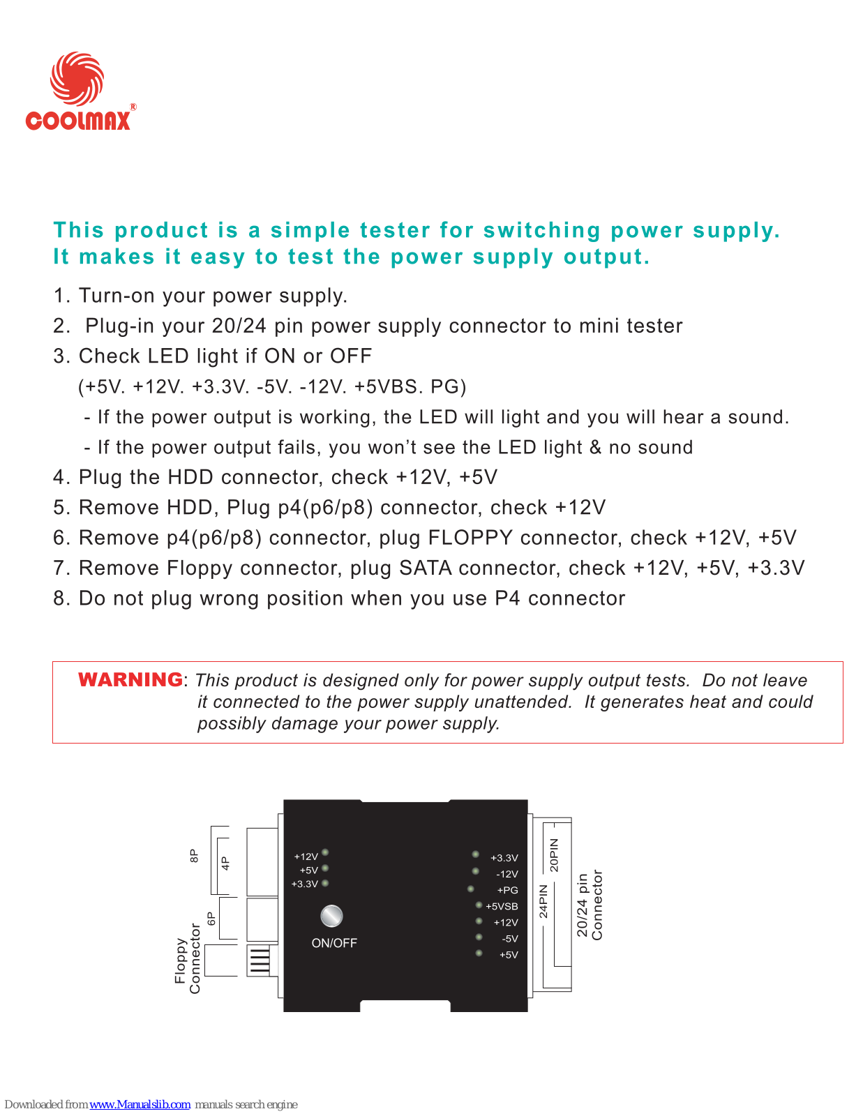 Coolmax PS-124 User Manual - ManualMachine.com