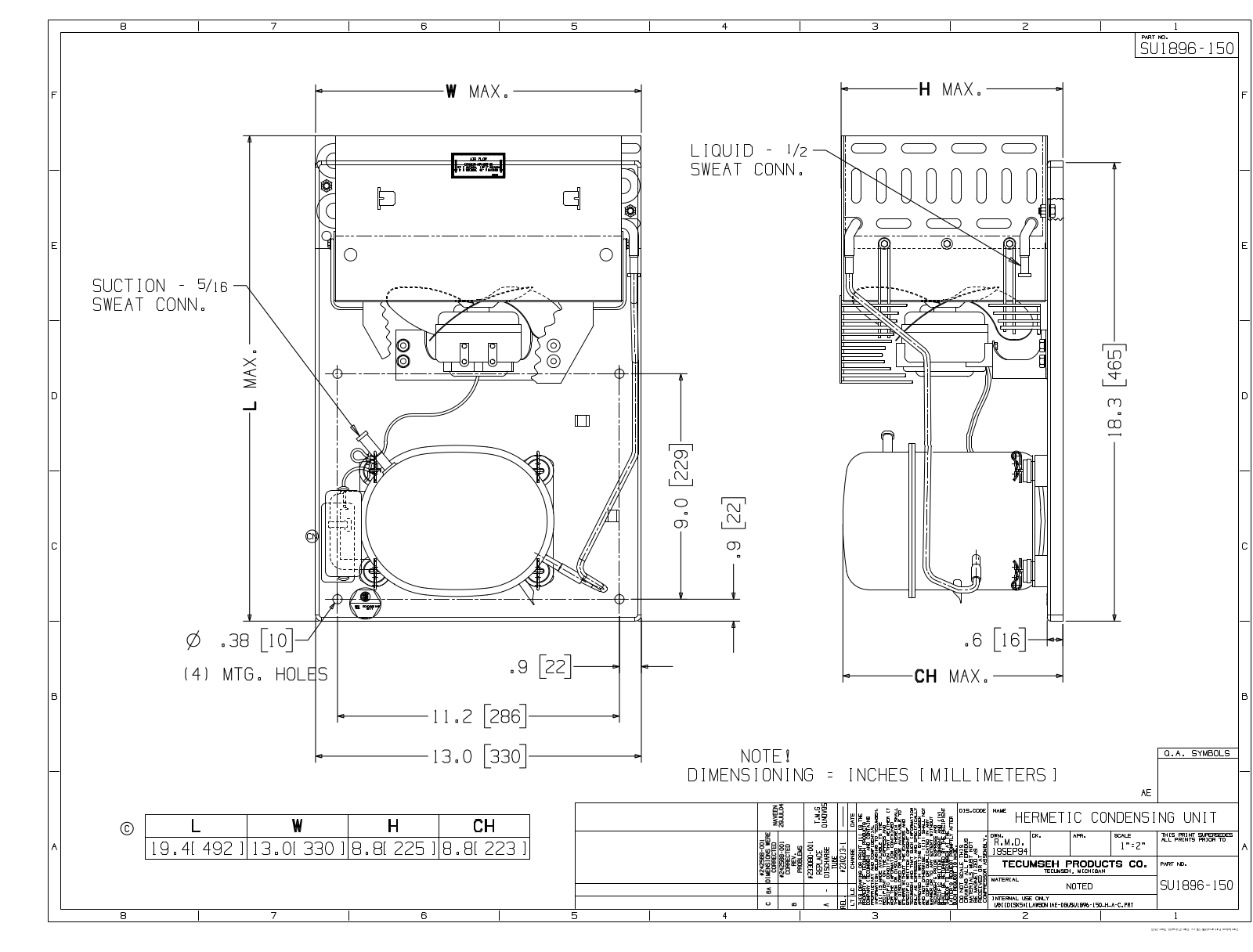 Tecumseh AEA2413YXAXA Drawing Data