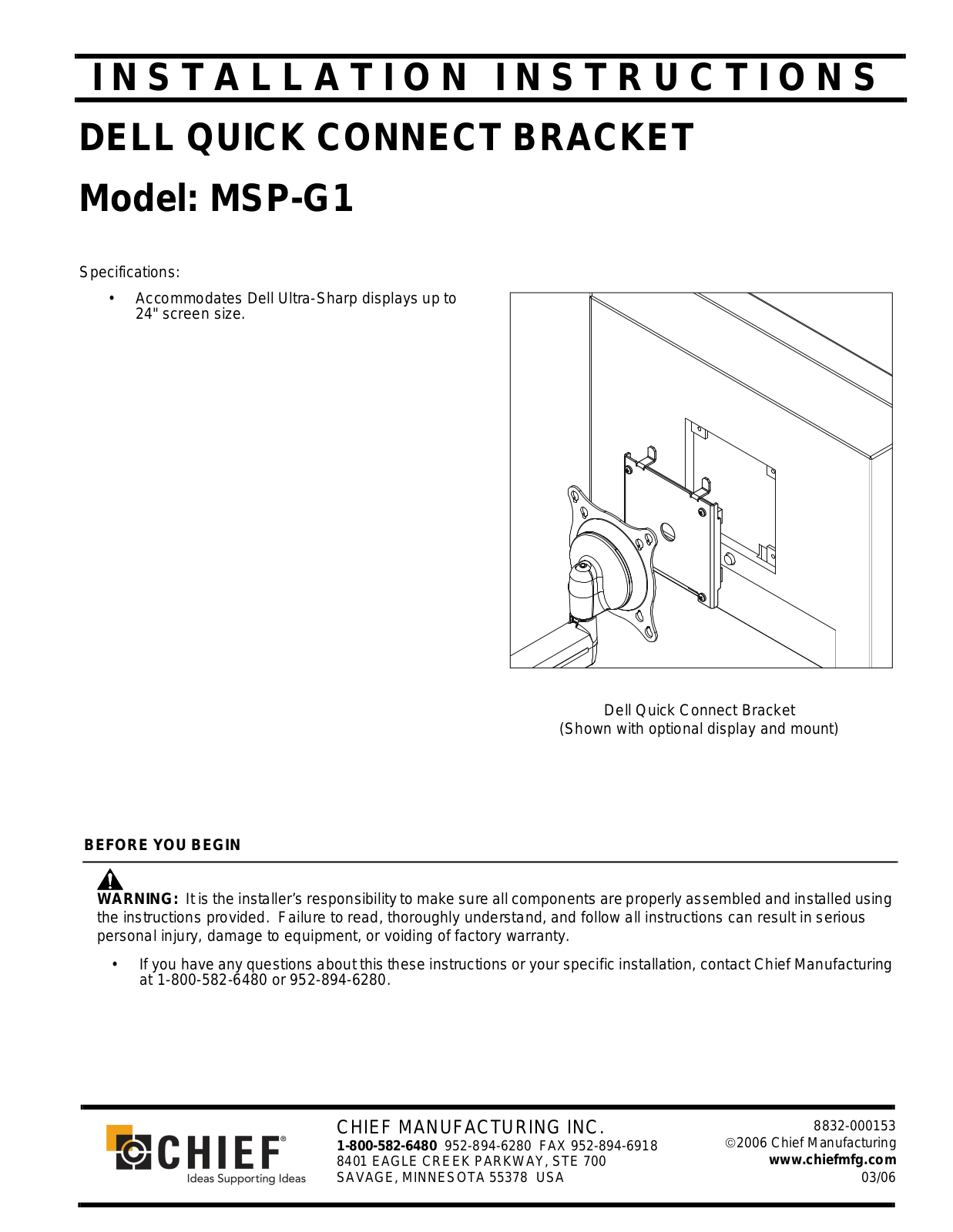 CHIEF MSP-G1 Installation Instructions Manual - ManualMachine.com