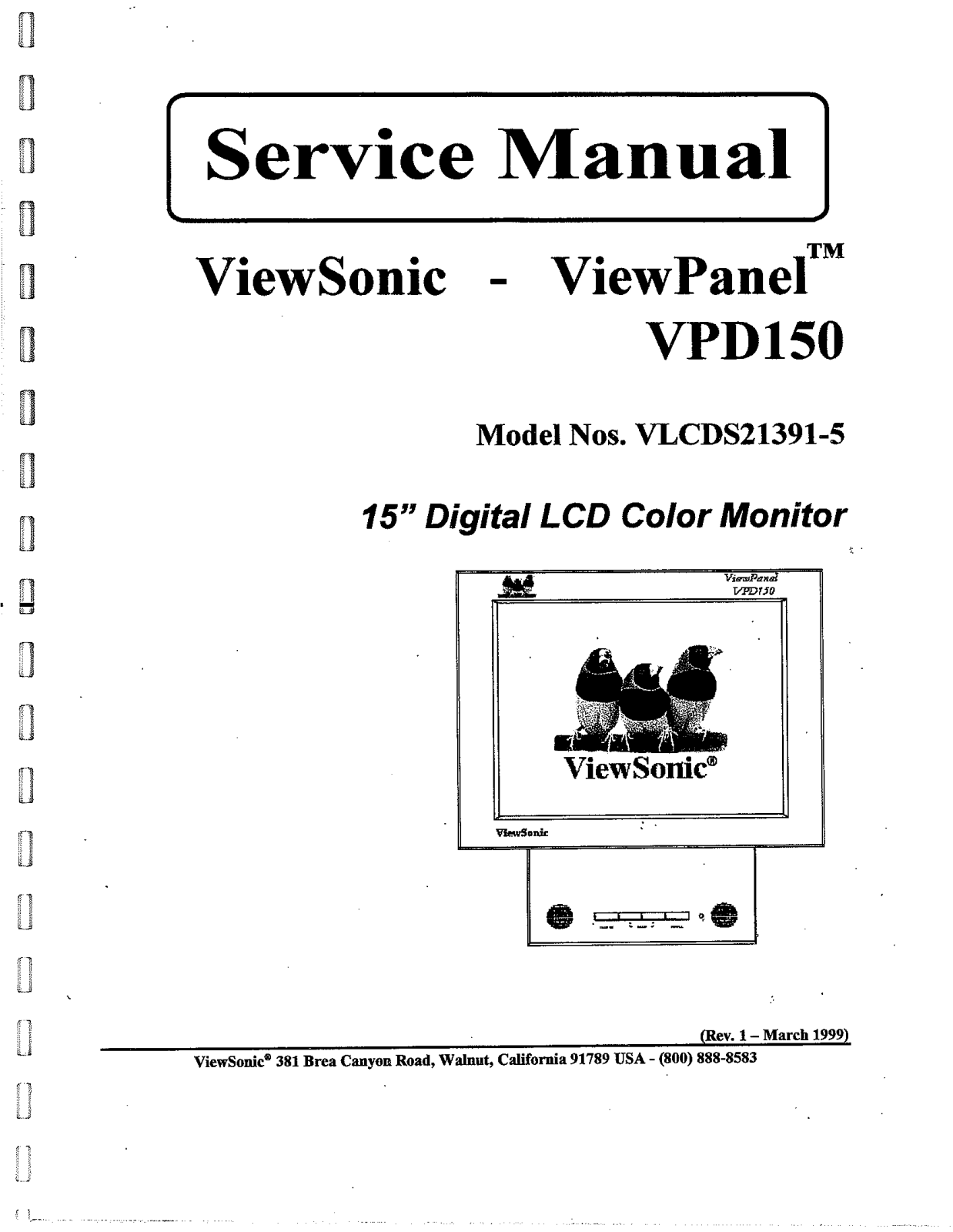 ViewSonic VPD150,VLCDS21391-5 Service manual