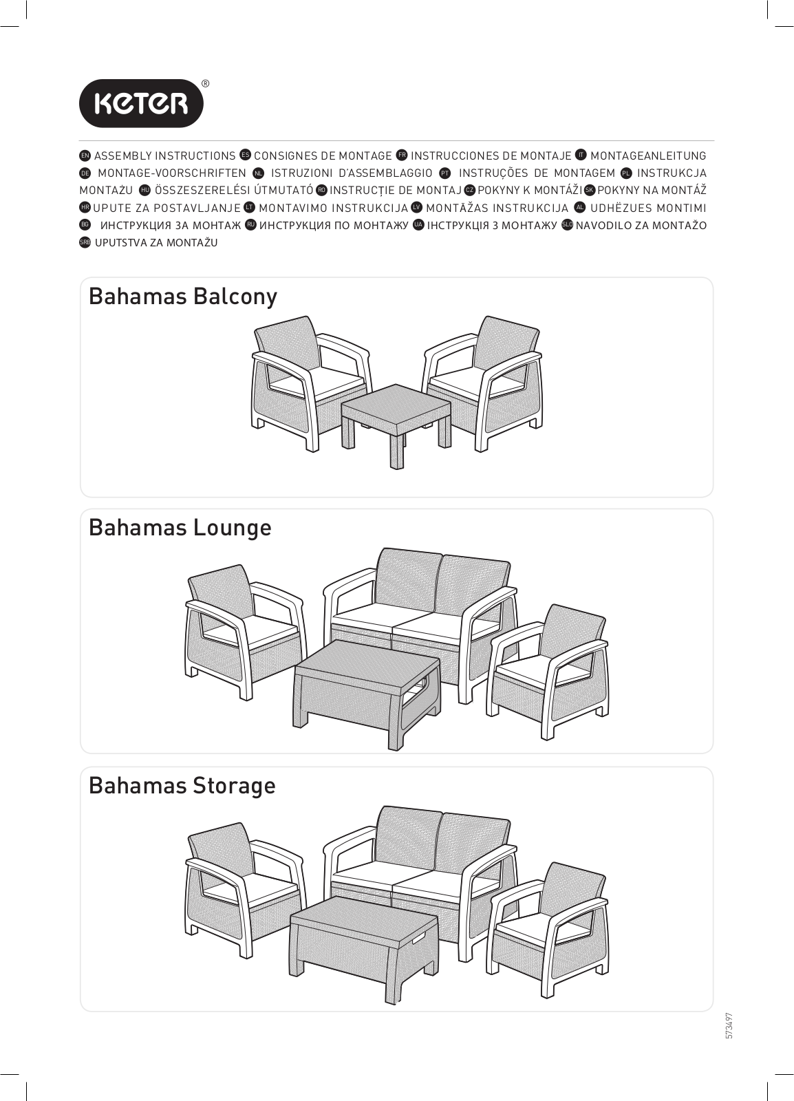 Keter Bahamas Balcony, Bahamas Lounge, Bahamas Storage Instruction manual