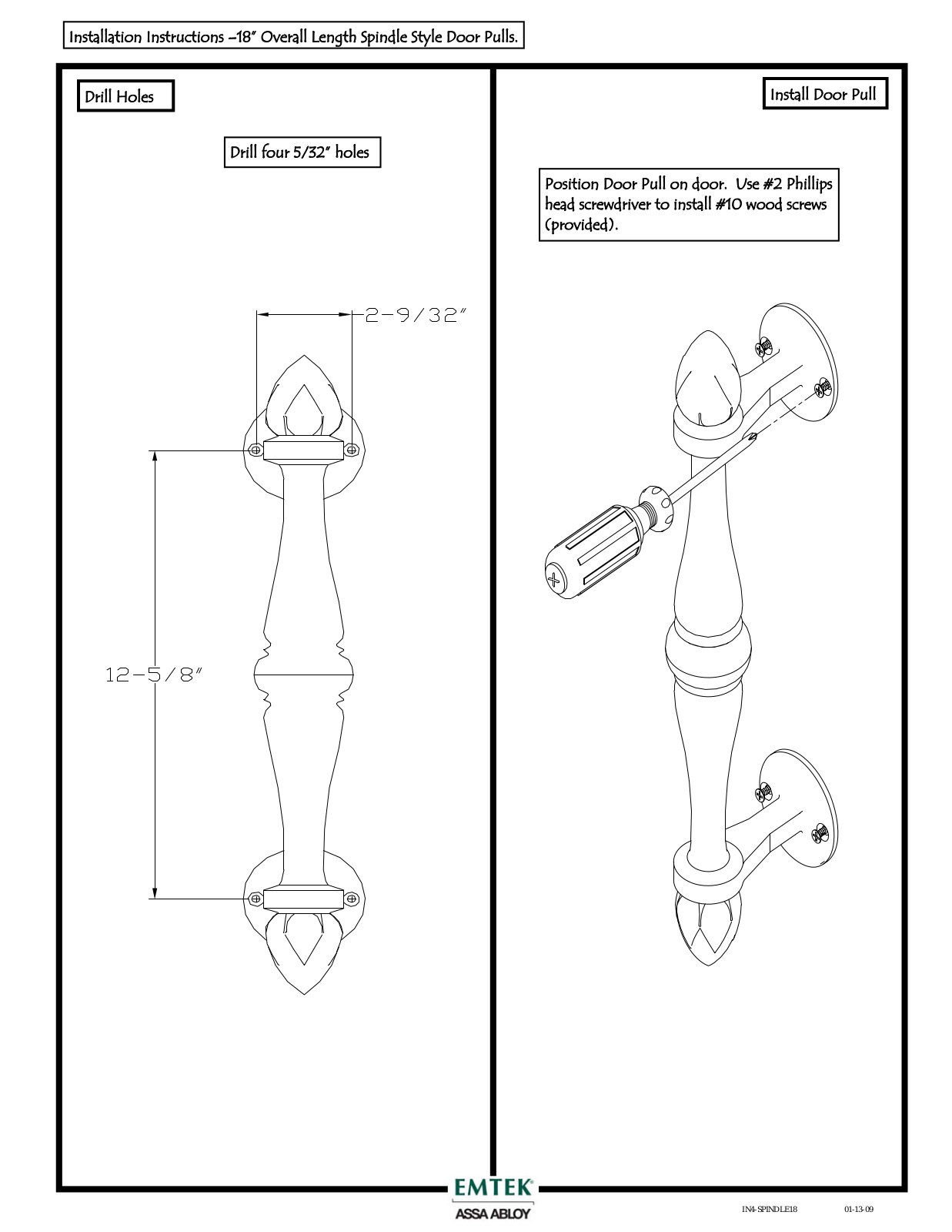 Emtek Brass 18-24-Inch Spindle Pull User Manual