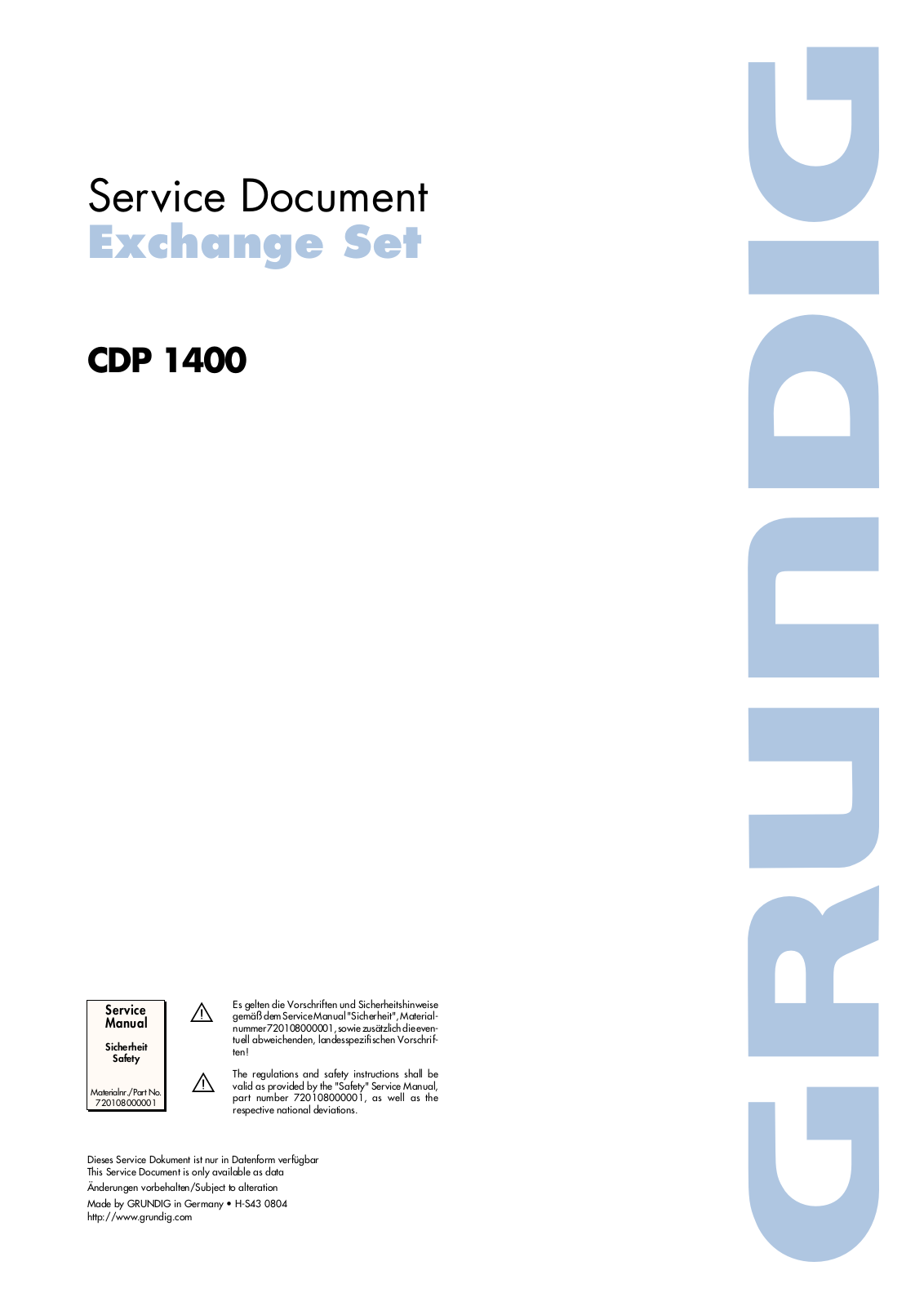 Grundig CDP-1400 Service Manual