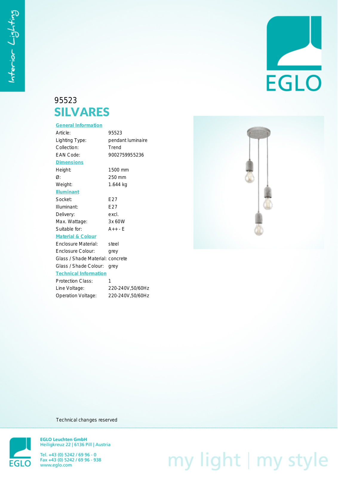 Eglo 95523 Service Manual