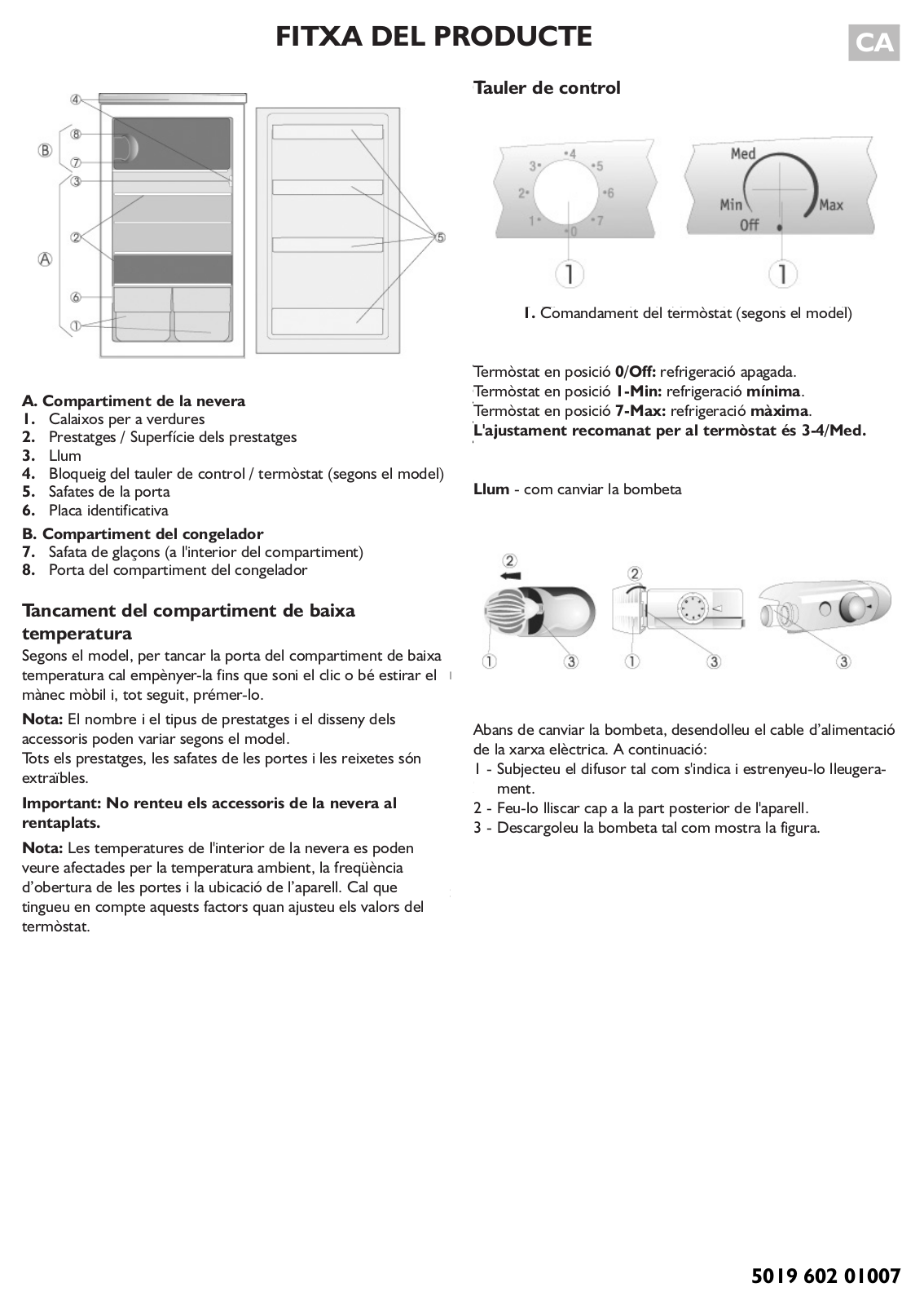 Whirlpool ARG 341/A, ARG 340/A INSTRUCTION FOR USE