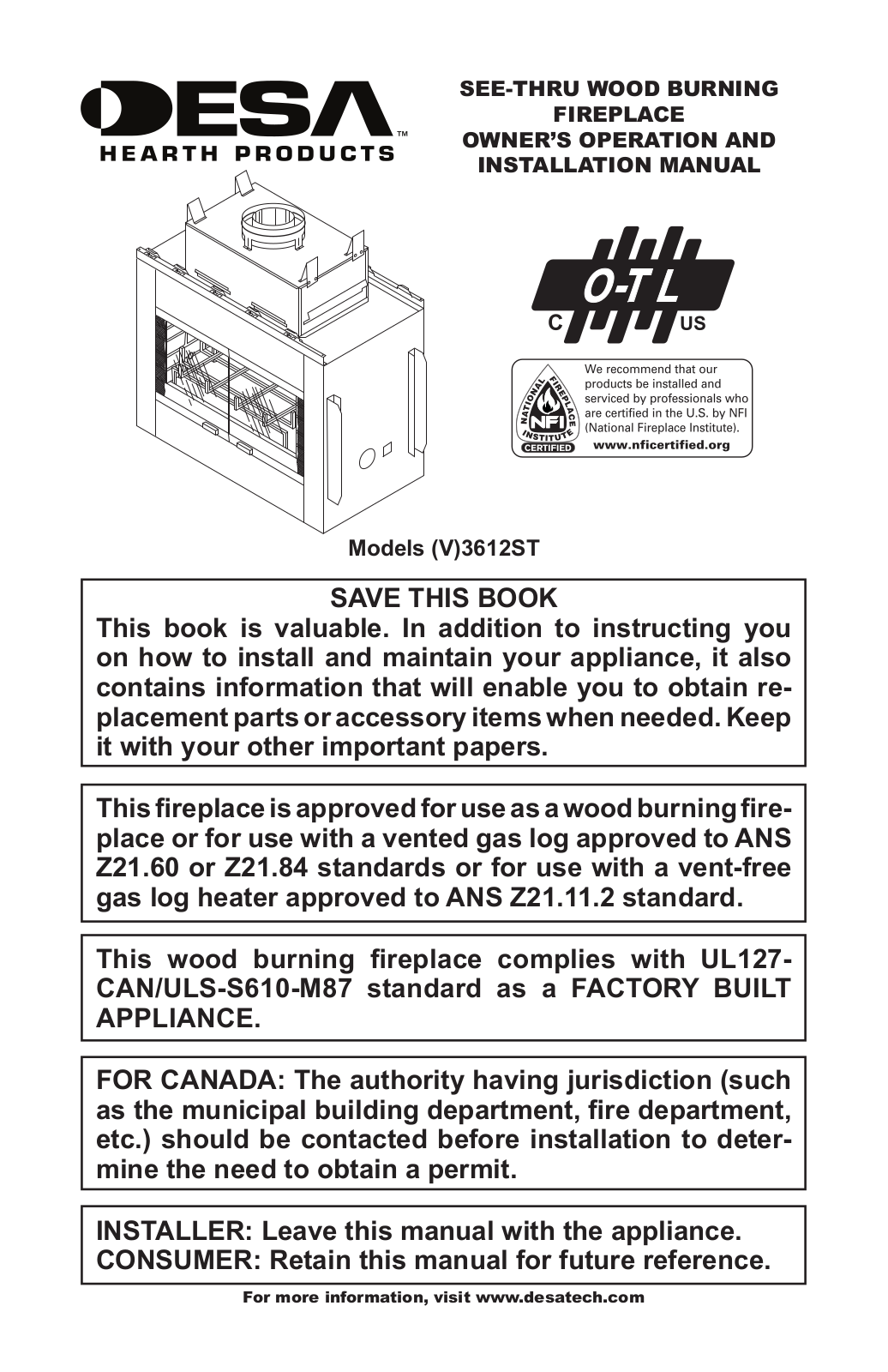 Desa V3612ST User Manual