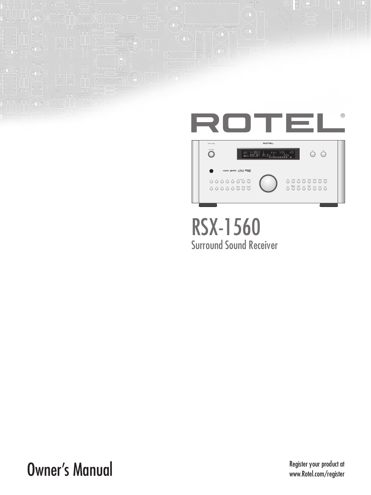 Rotel RSX-1560 User Manual