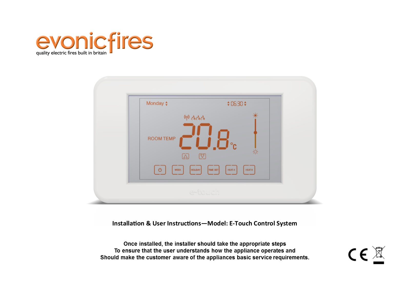 Evonicfires E-Touch Installation & User's Instructions - ManualMachine.com