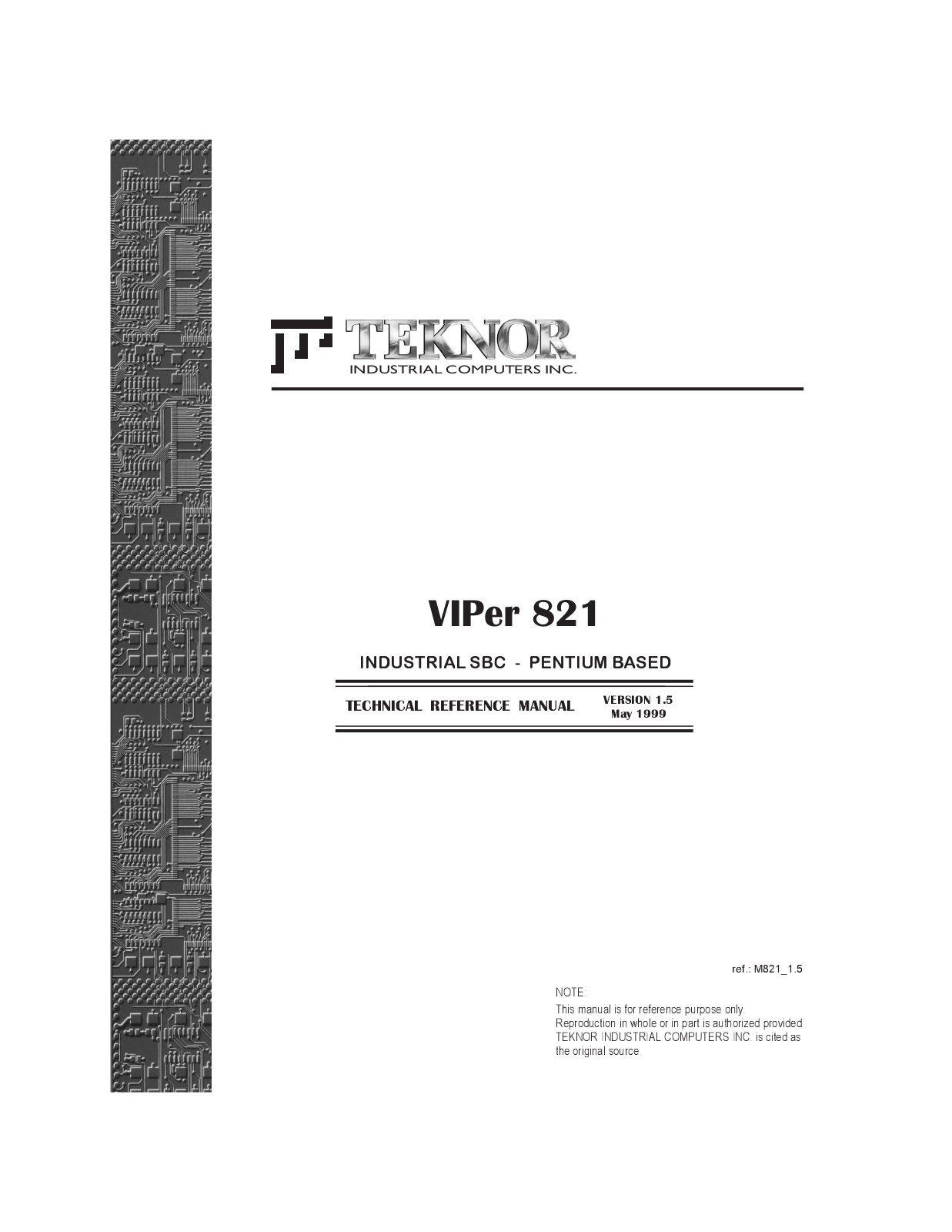 Teknor Industrial Computers VIPer 821 Technical Reference Manual