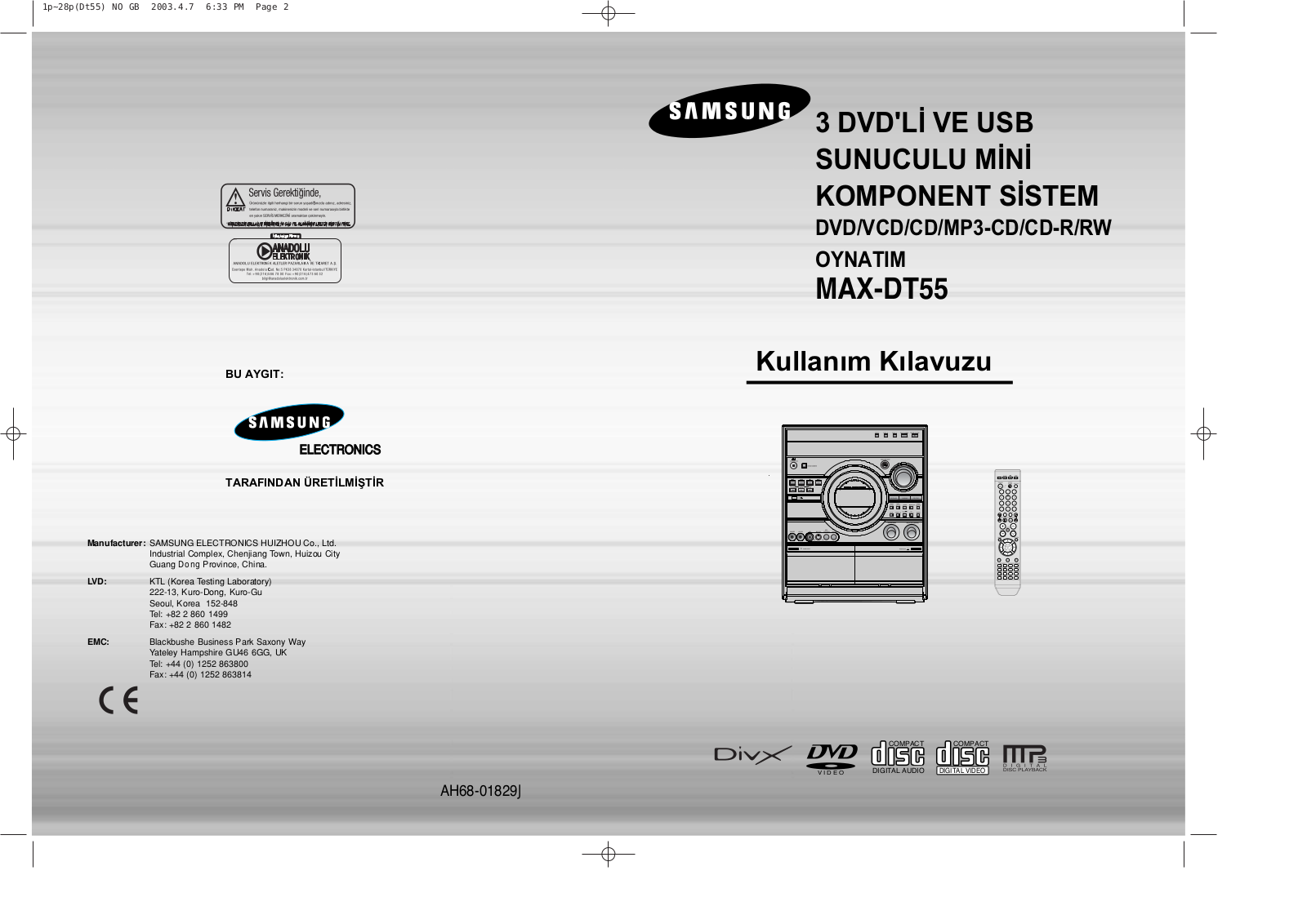 Samsung MAX-DT55 User Manual