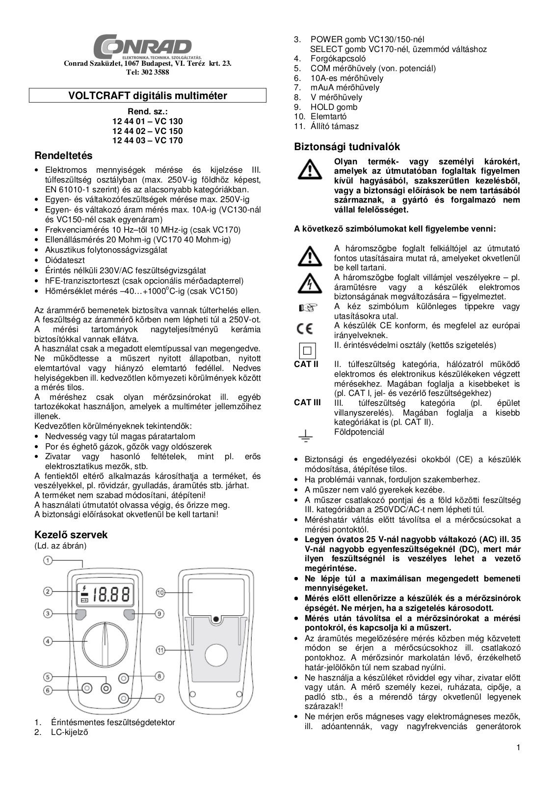 VOLTCRAFT VC130, VC150, VC170 User guide