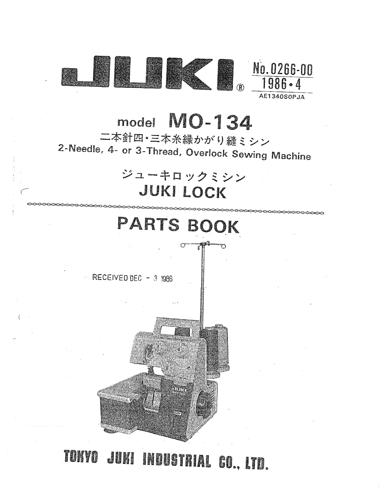 Juki MO-134 Parts List