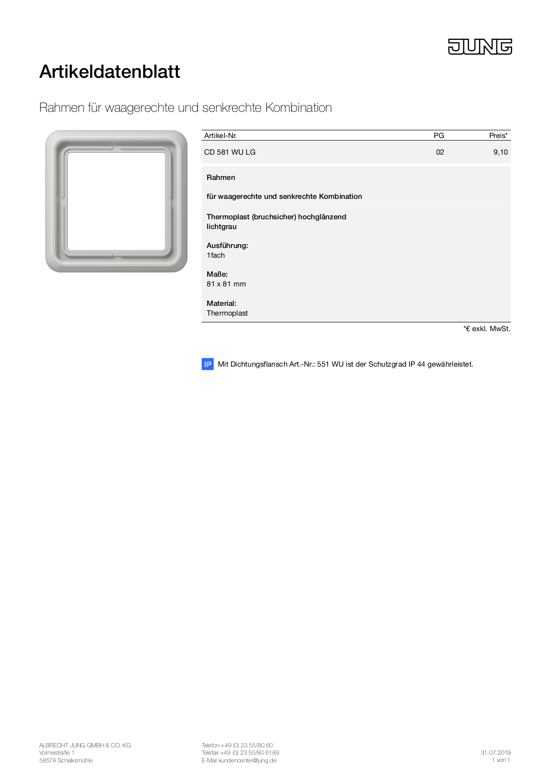 Jung CD 581 WU LG User Manual