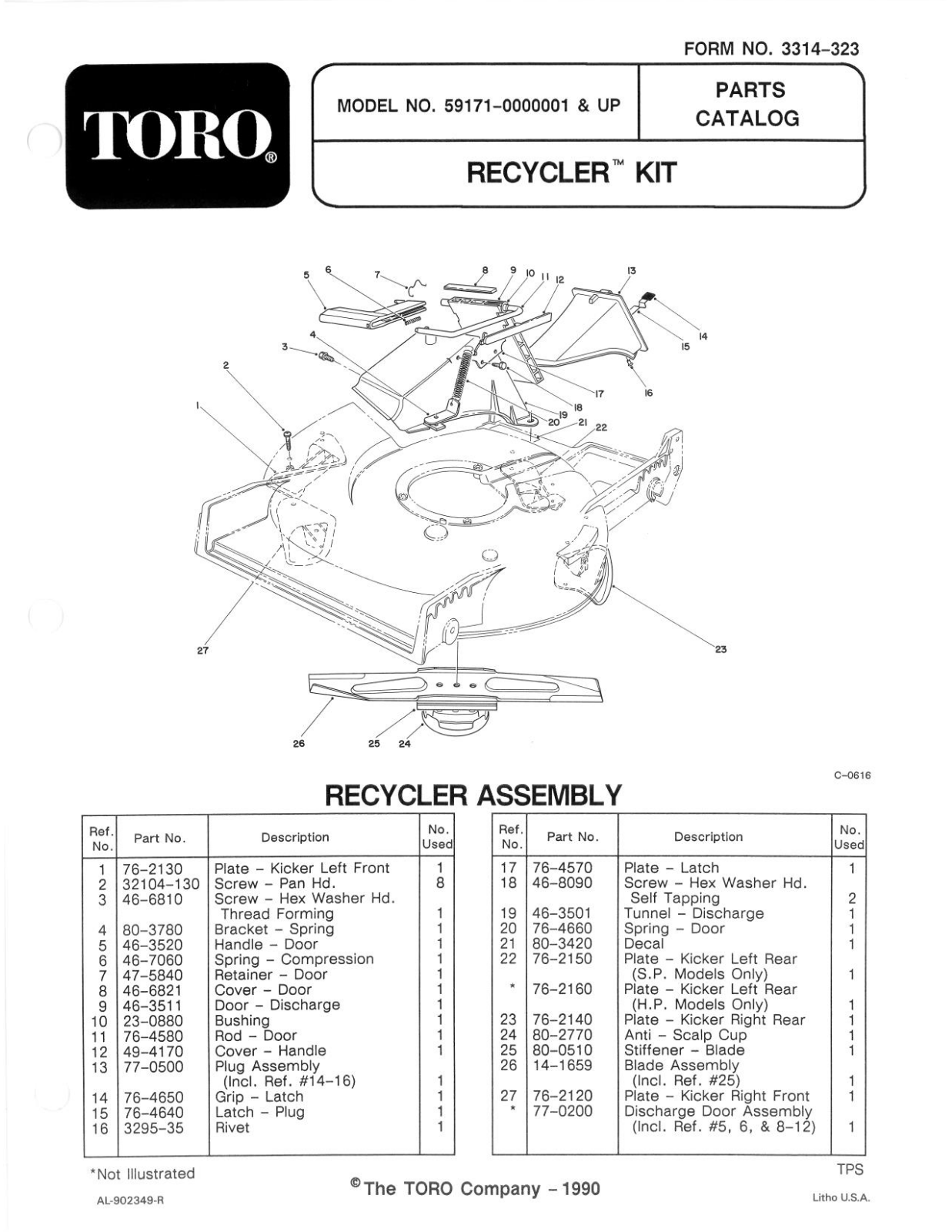 Toro 59171, 59173 Parts Catalogue