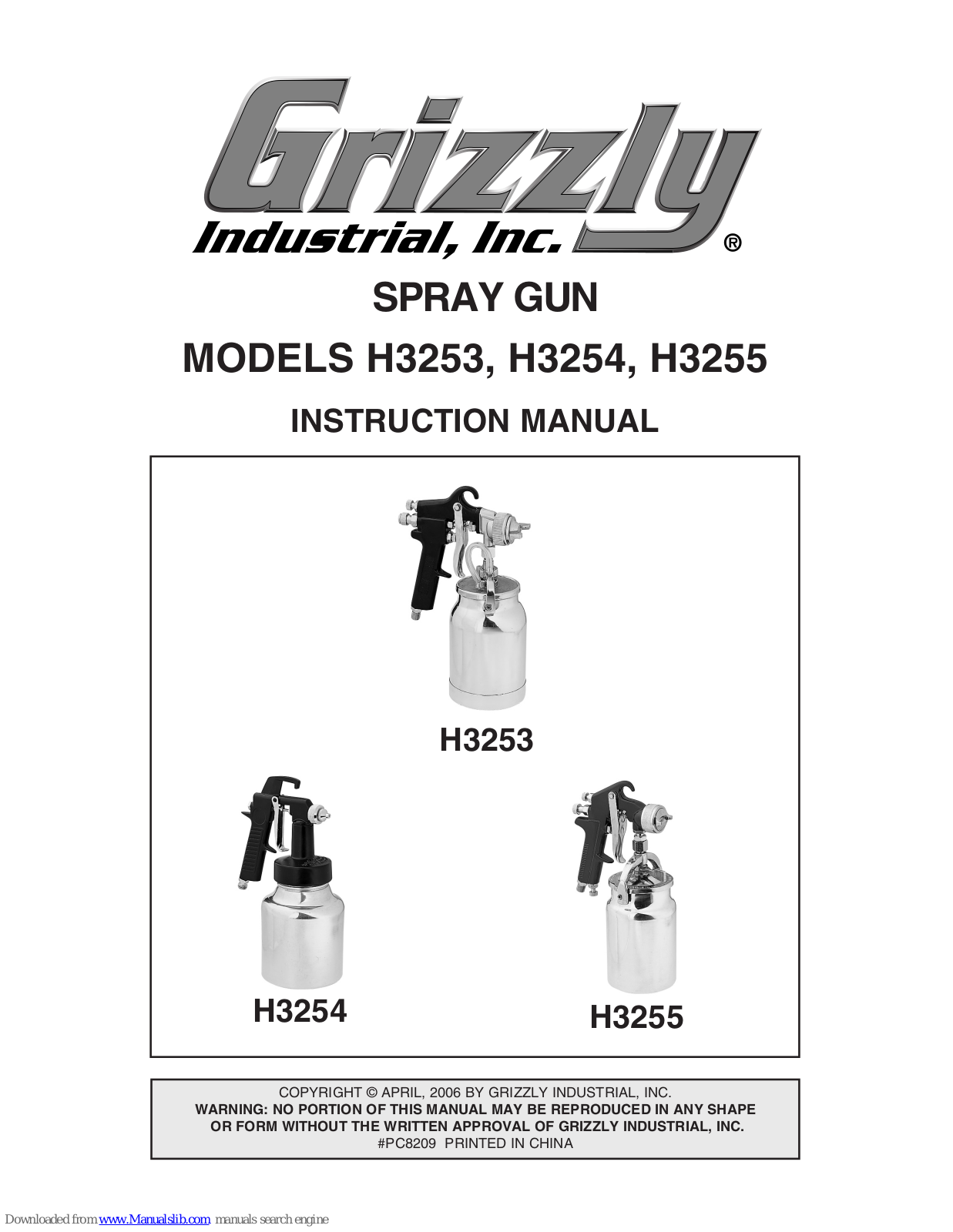 Grizzly H3254, H3255 Instruction Manual