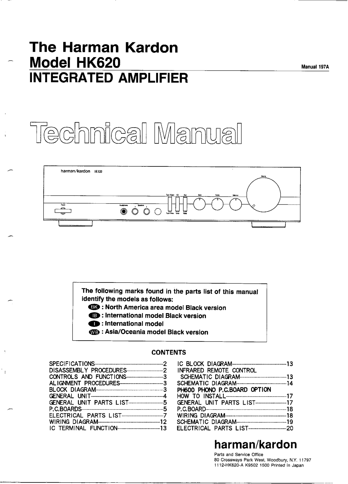 Harman Kardon HK-620 Service manual