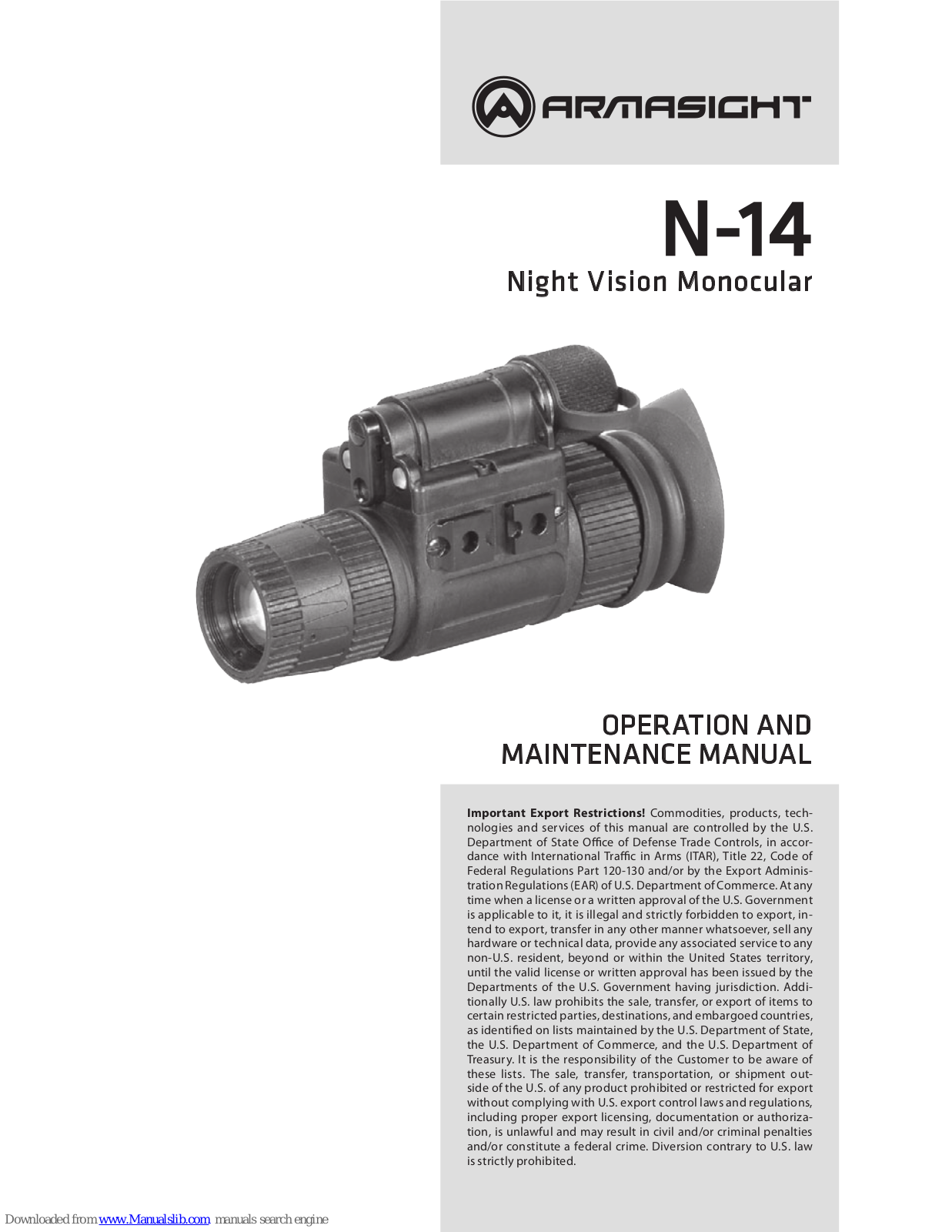 Armasight N-14 Operation And Maintenance Manual