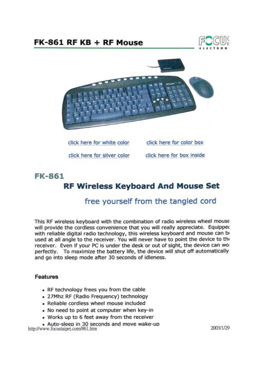 Focus Electronic Co FK 861 User Manual