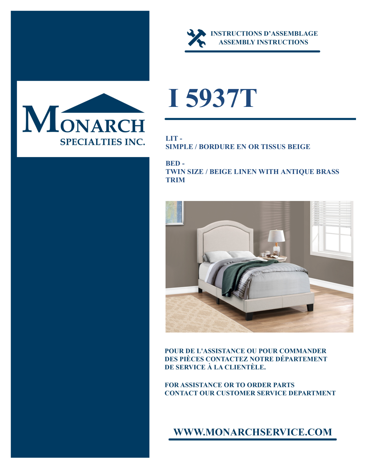 Monarch I5937T Assembly Guide