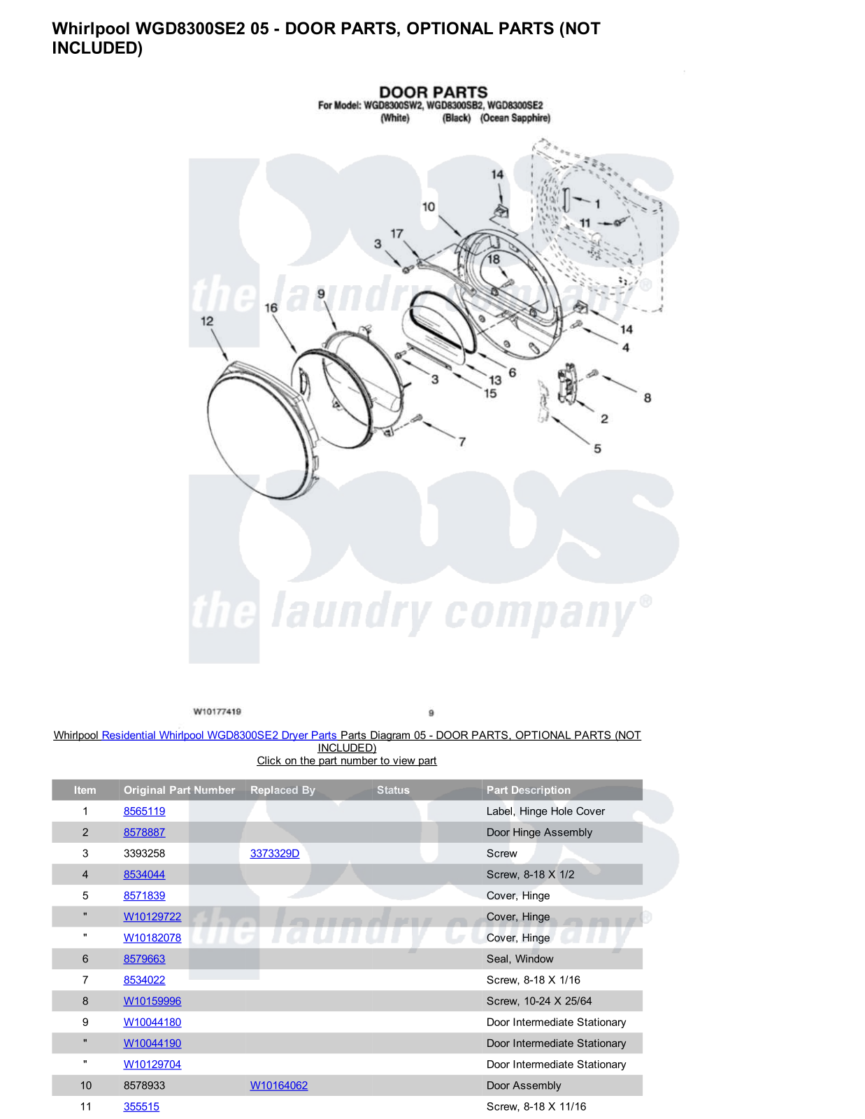 Whirlpool WGD8300SE2 Parts Diagram