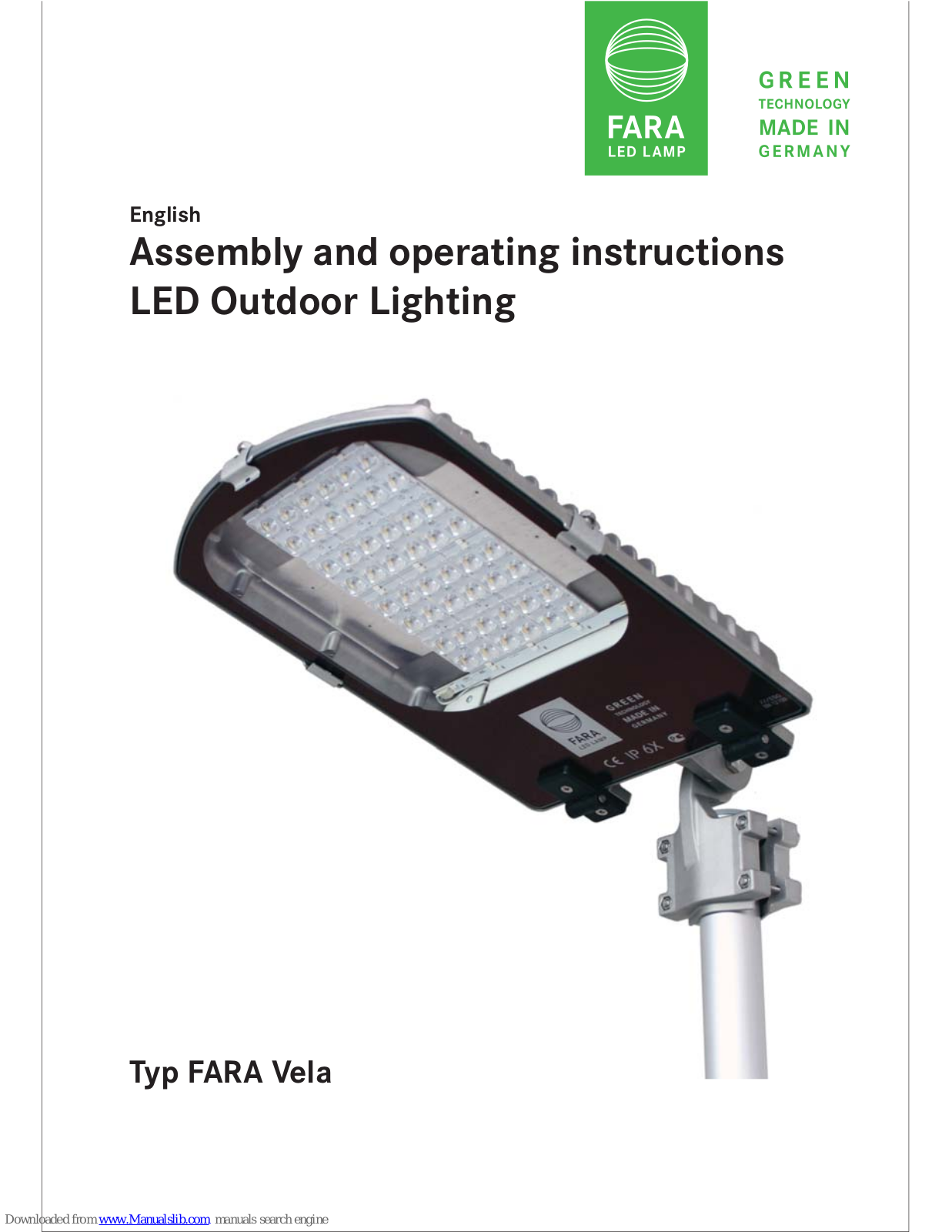 Luxision Typ FARA Vela Assembly And Operating Instructions Manual