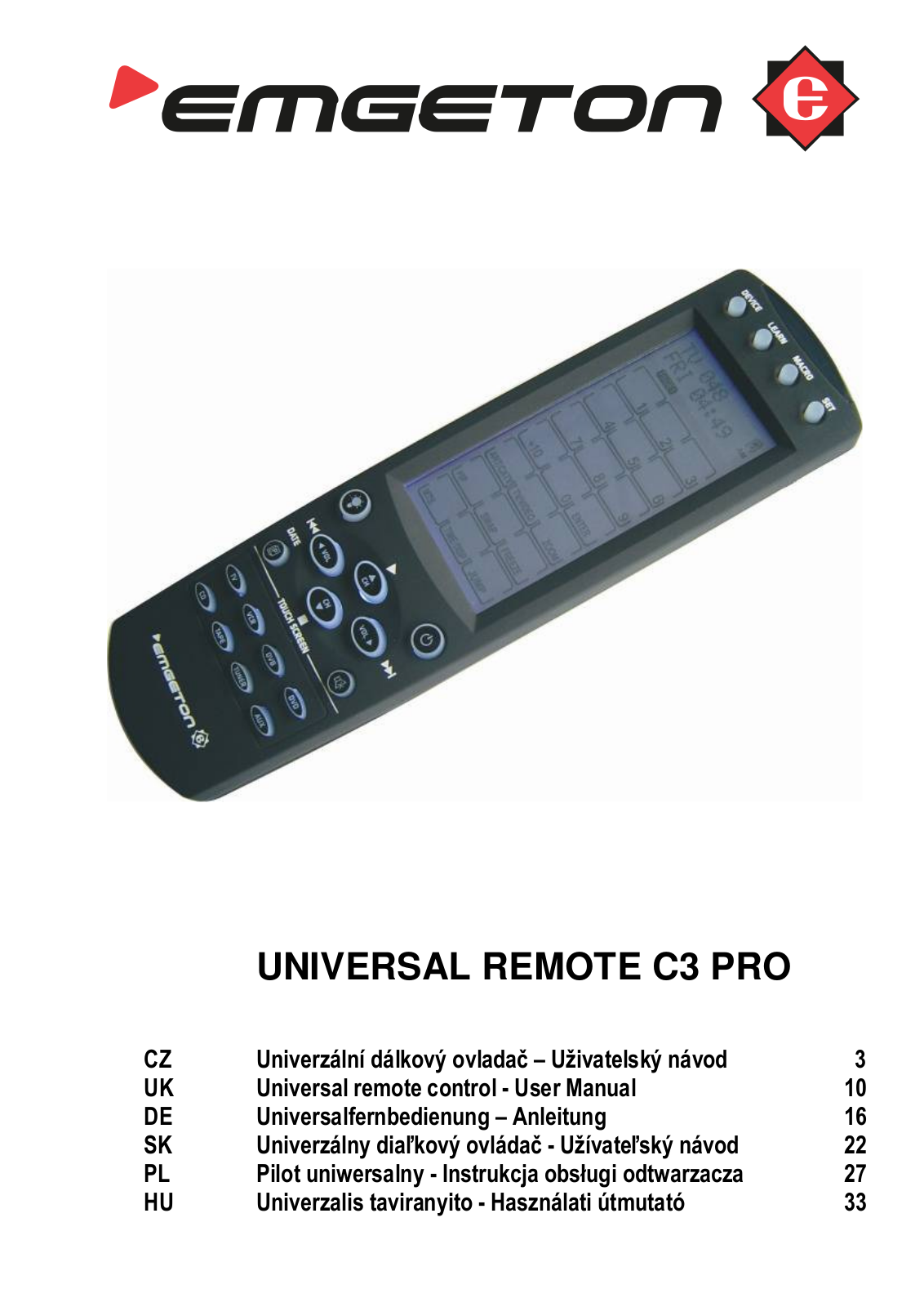 EMGETON C3 PRO Operating Instructions