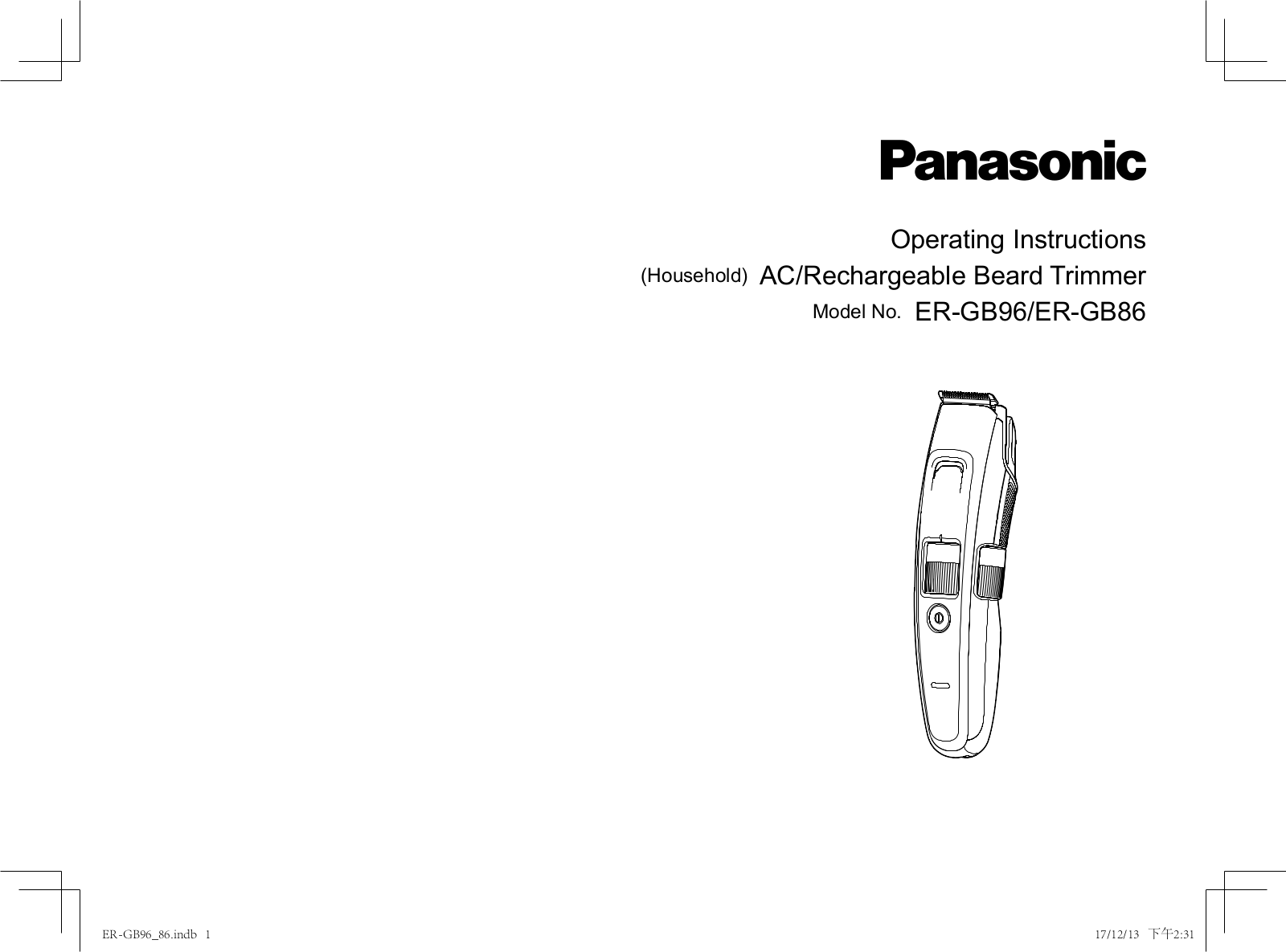 Panasonic ER-GB96-K503 User Manual