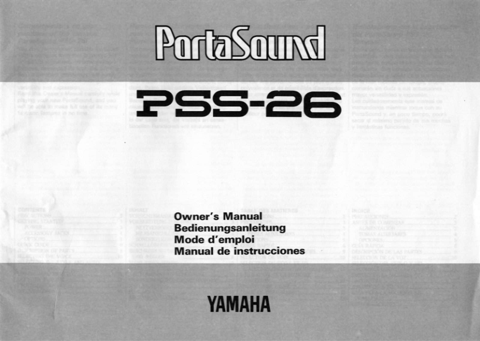 Yamaha PSS26E, PSS26 User Manual