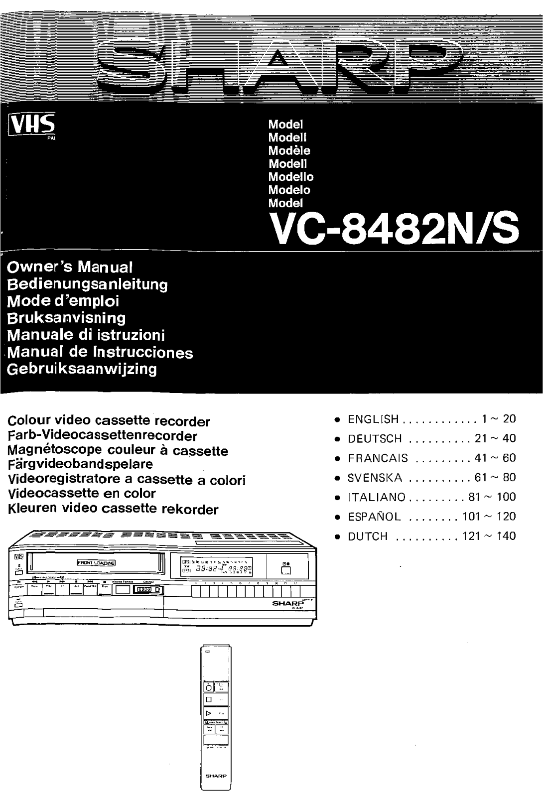 Sharp VC-8482N, VC-8482S Operating Manual