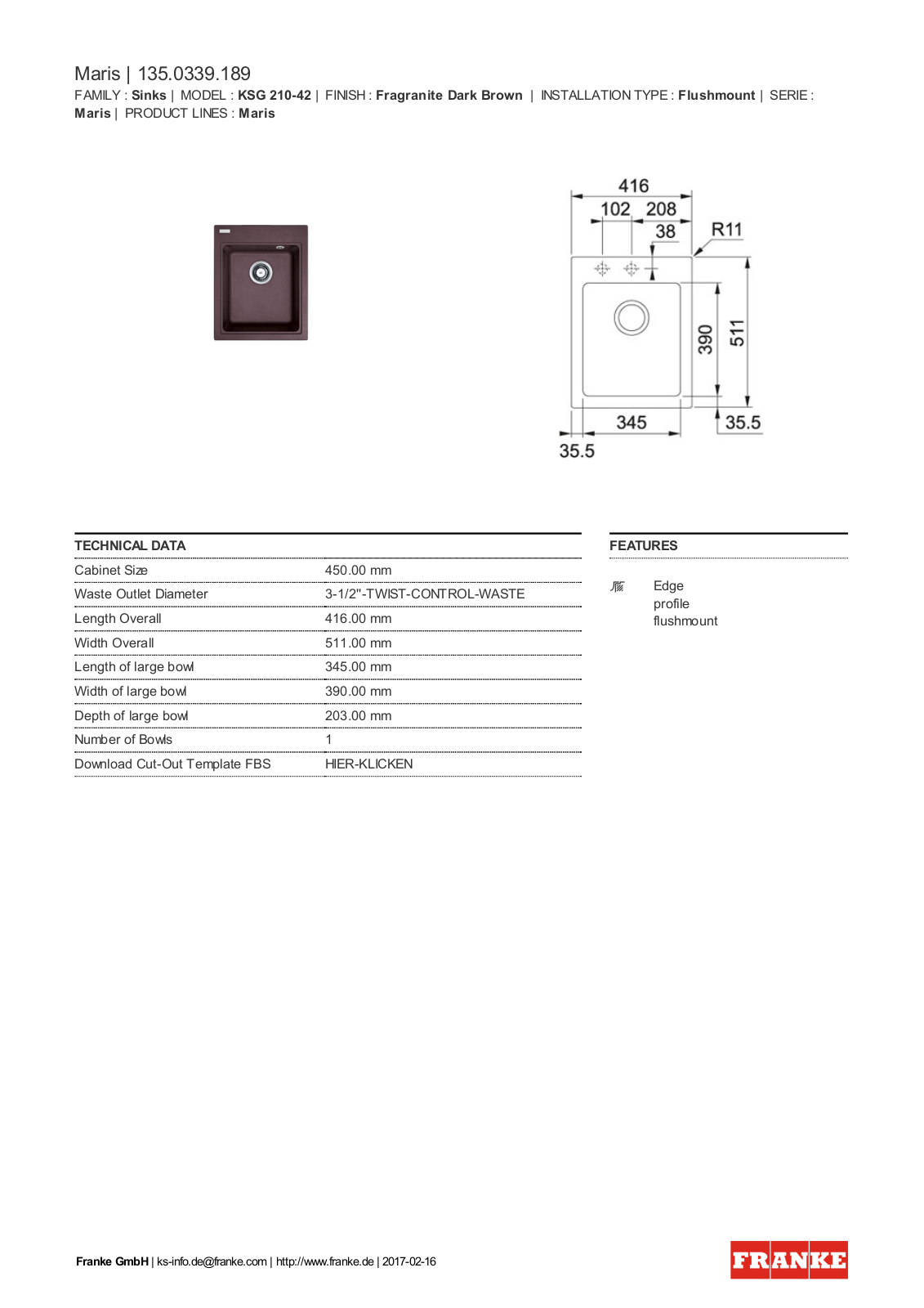 Franke 135.0339.189 Service Manual